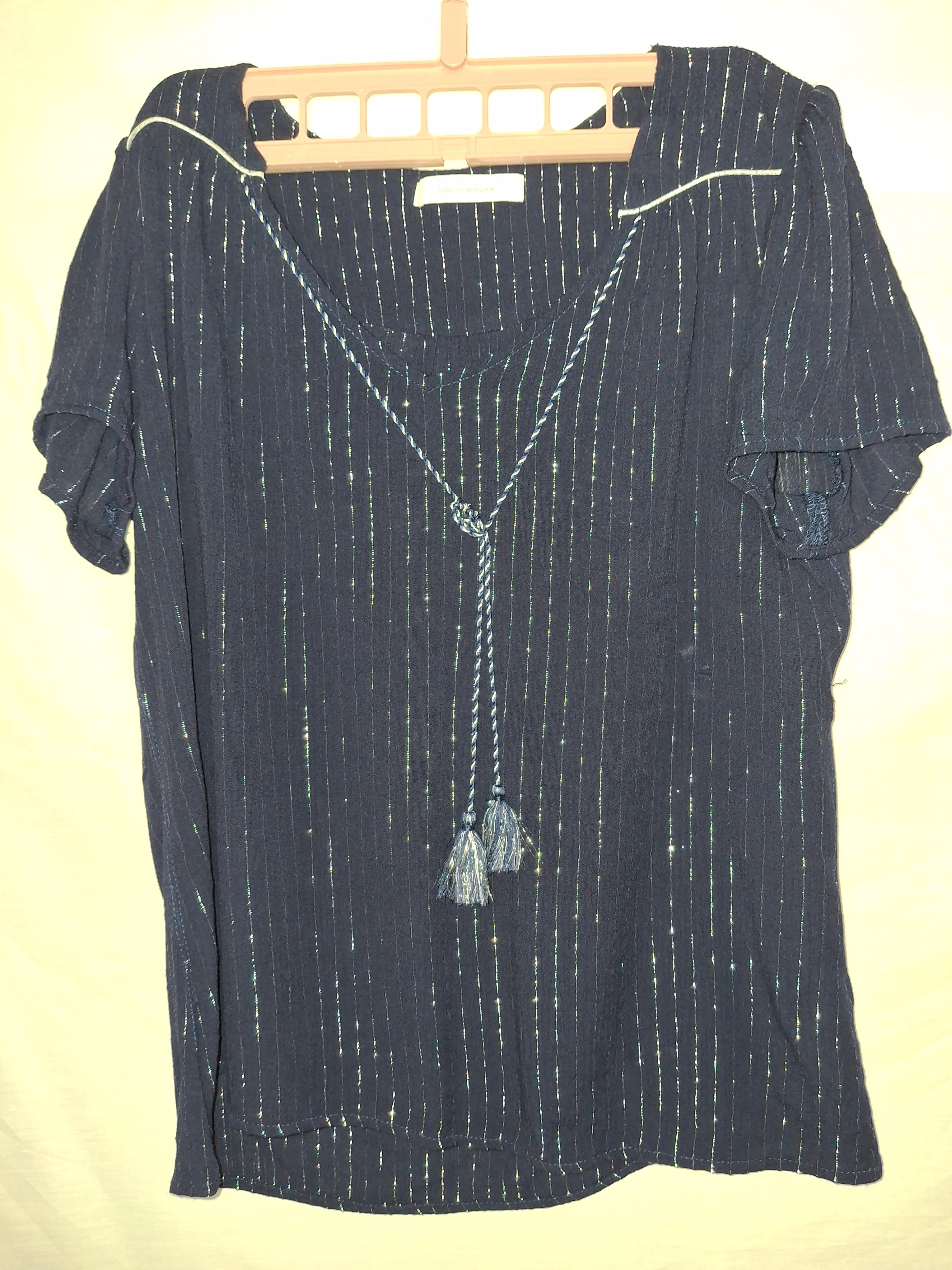 Blouse Julie Guerlande – Bleu, liseré pailleté - Taille  S (36)