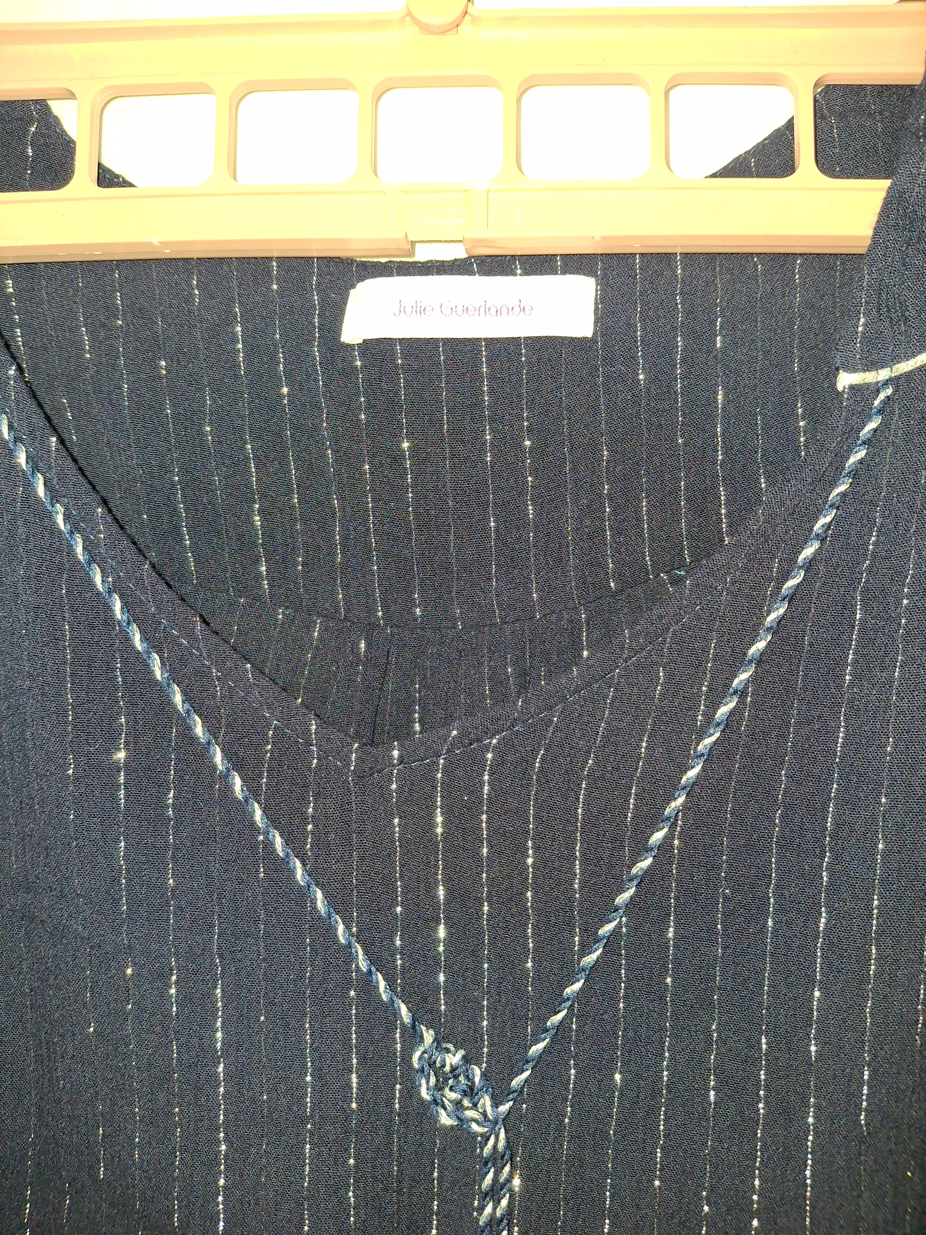 Blouse Julie Guerlande – Bleu, liseré pailleté - Taille  S (36)