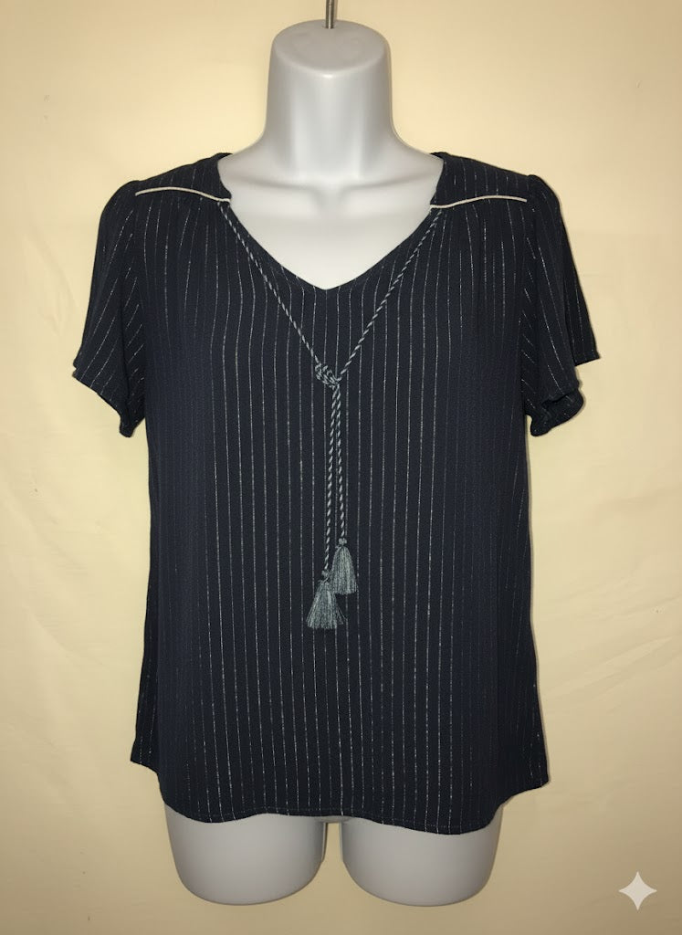 Blouse Julie Guerlande – Bleu, liseré pailleté - Taille  S (36)