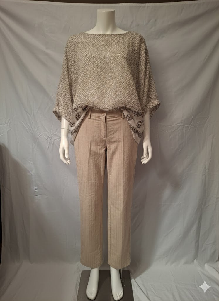 Blouse en voile H&M - blanc, motifs noir - 40 (L)