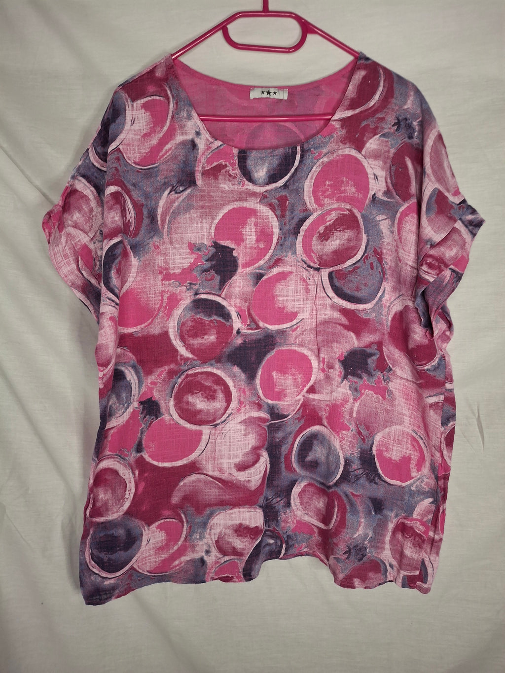 Blouse fabriqué en Italy - Imprimé Graphique Rose/Violet  - Taille XXXXL (48)