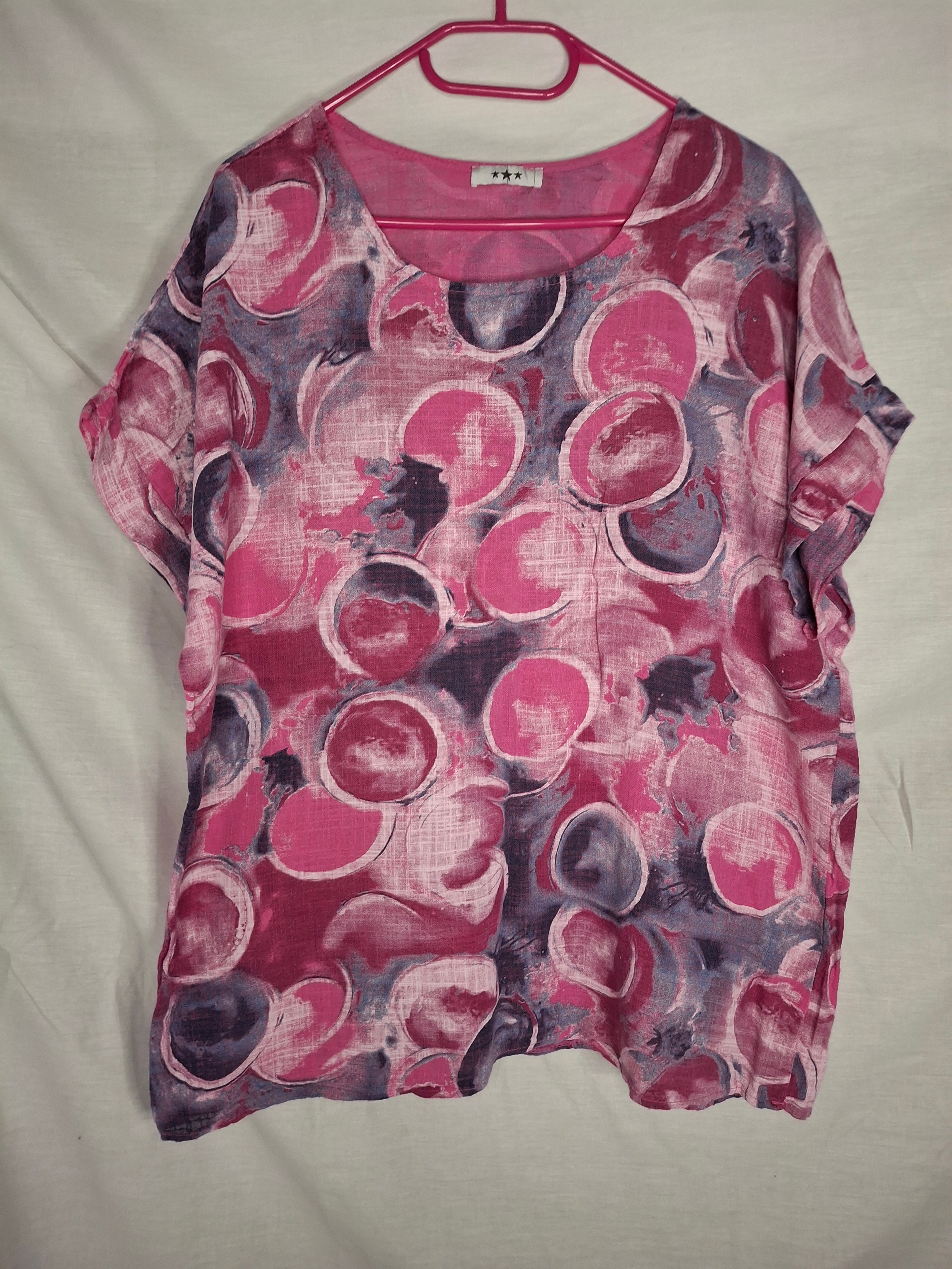 Blouse fabriqué en Italy - Imprimé Graphique Rose/Violet  - Taille XXXXL (48)