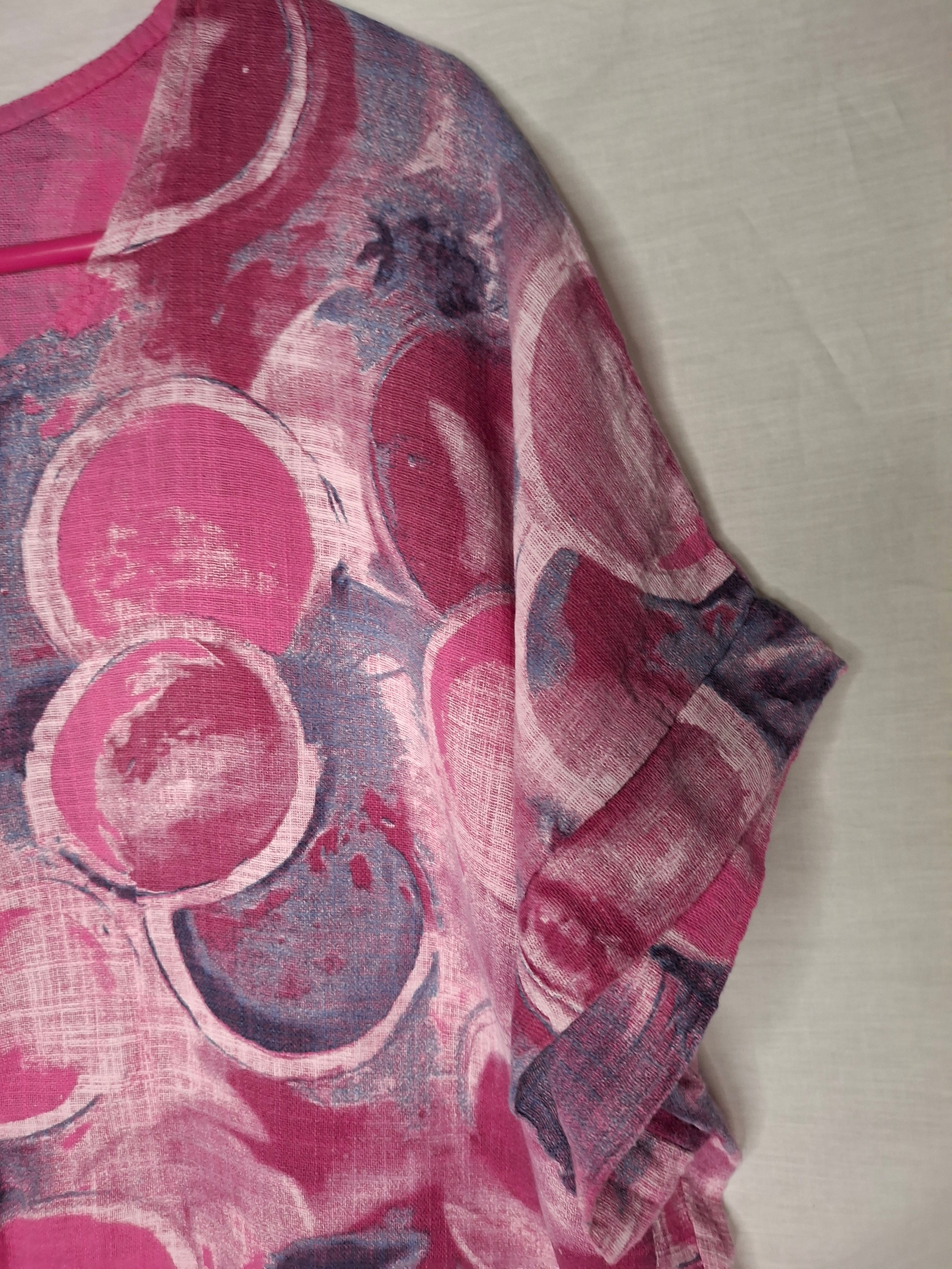 Blouse fabriqué en Italy - Imprimé Graphique Rose/Violet  - Taille XXXXL (48)