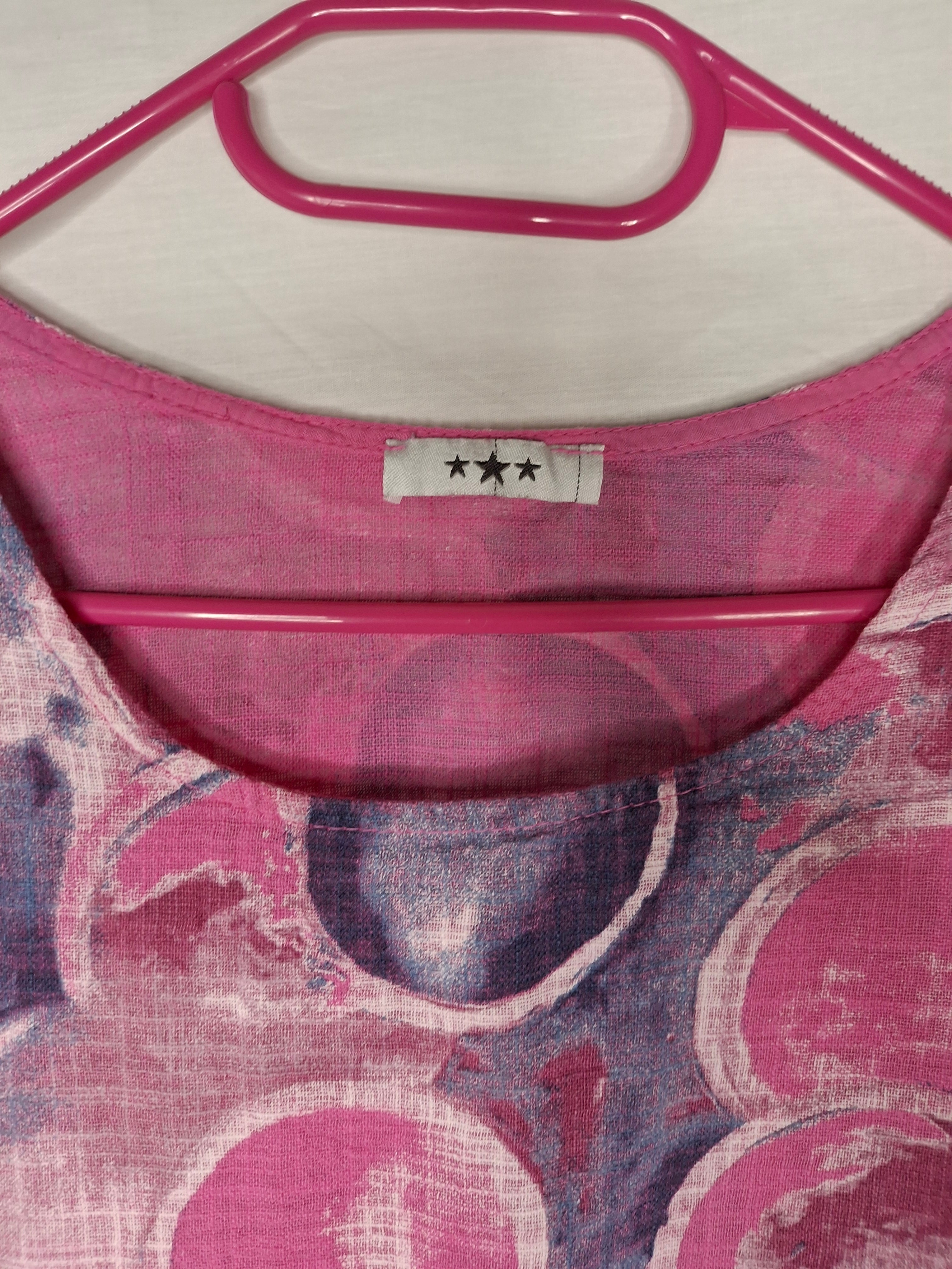 Blouse fabriqué en Italy - Imprimé Graphique Rose/Violet  - Taille XXXXL (48)