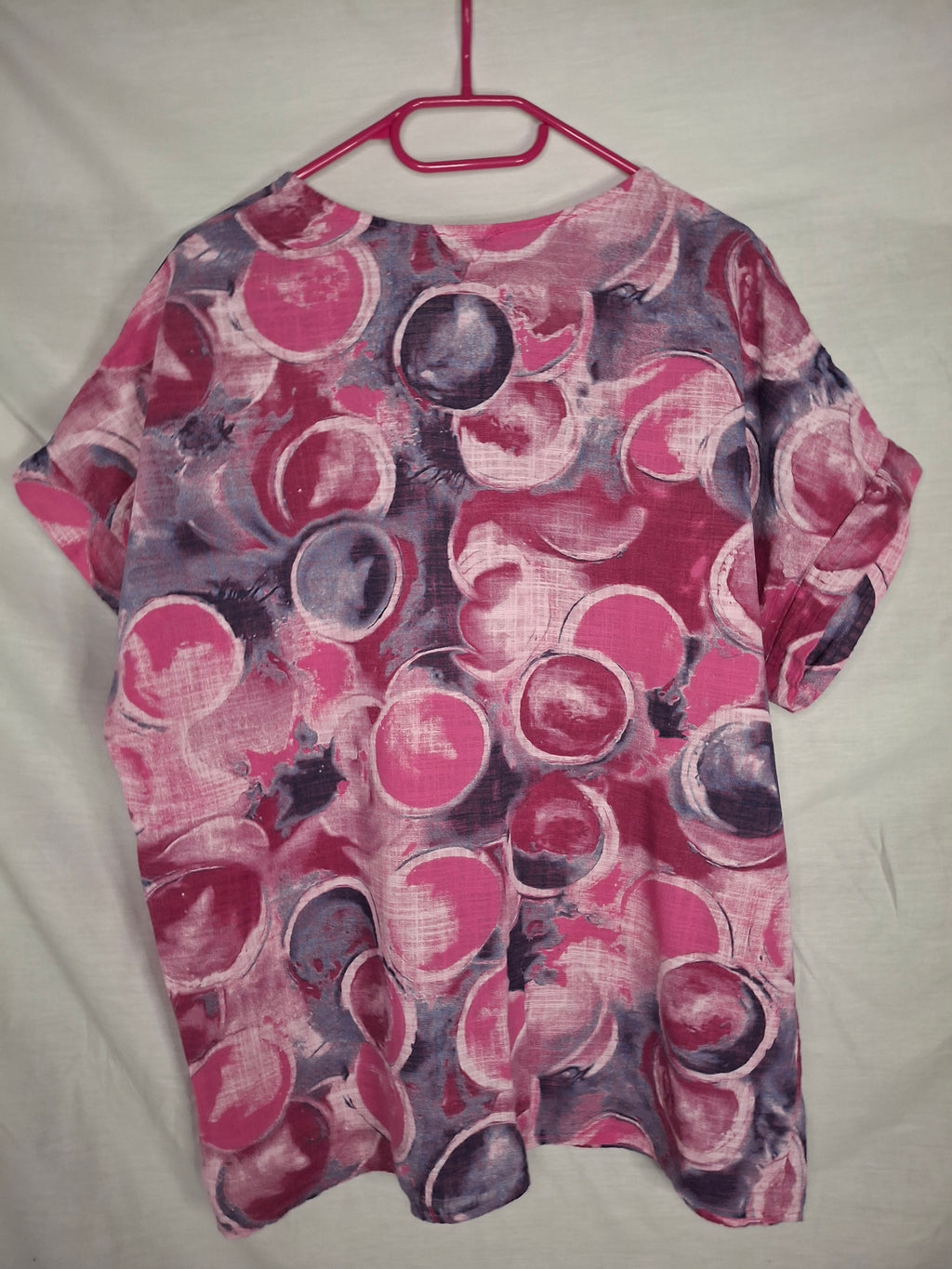 Blouse fabriqué en Italy - Imprimé Graphique Rose/Violet  - Taille XXXXL (48)