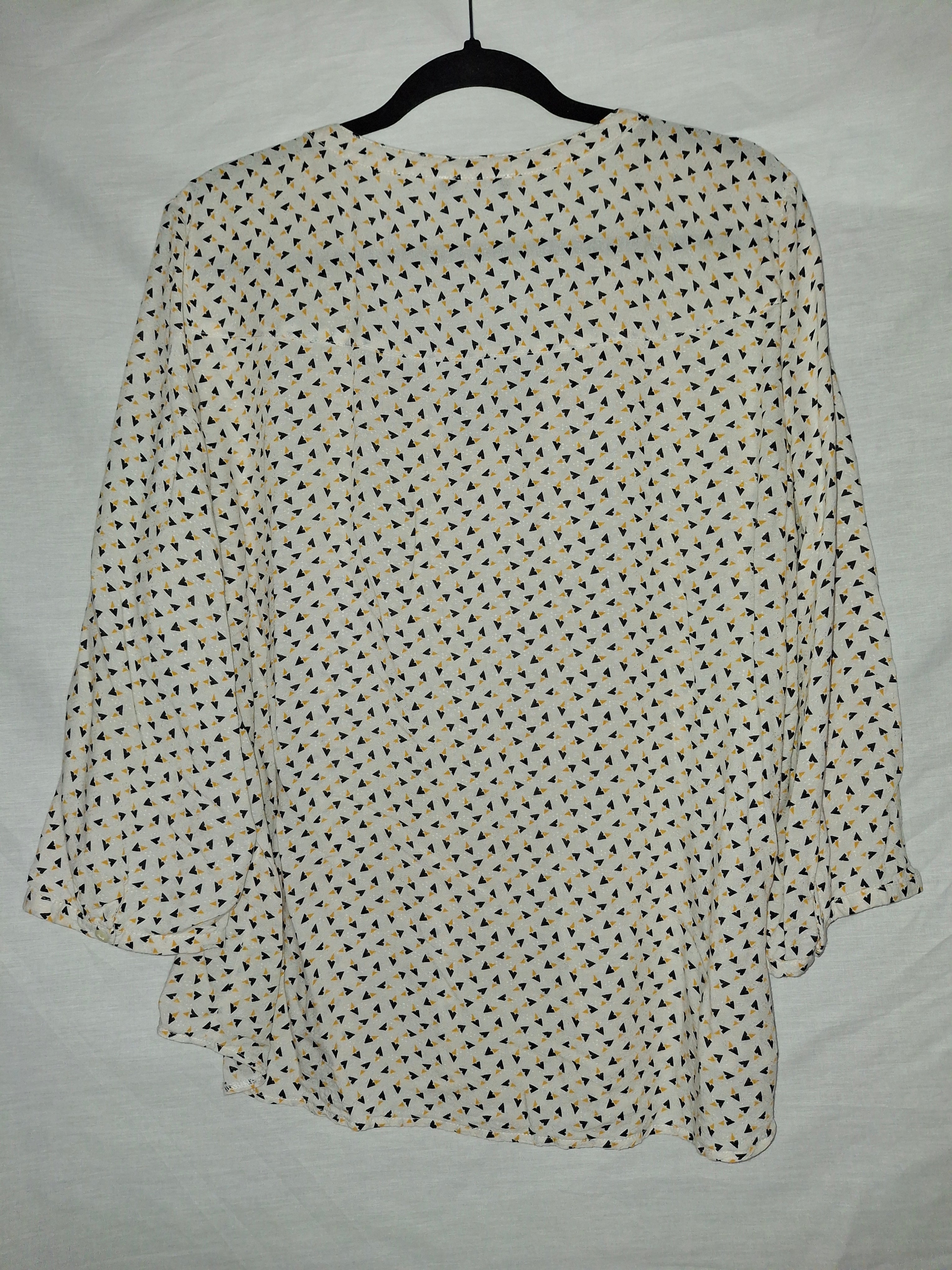 Blouse femme Bréal - écru, motifs noir et jaune - 40 (L)
