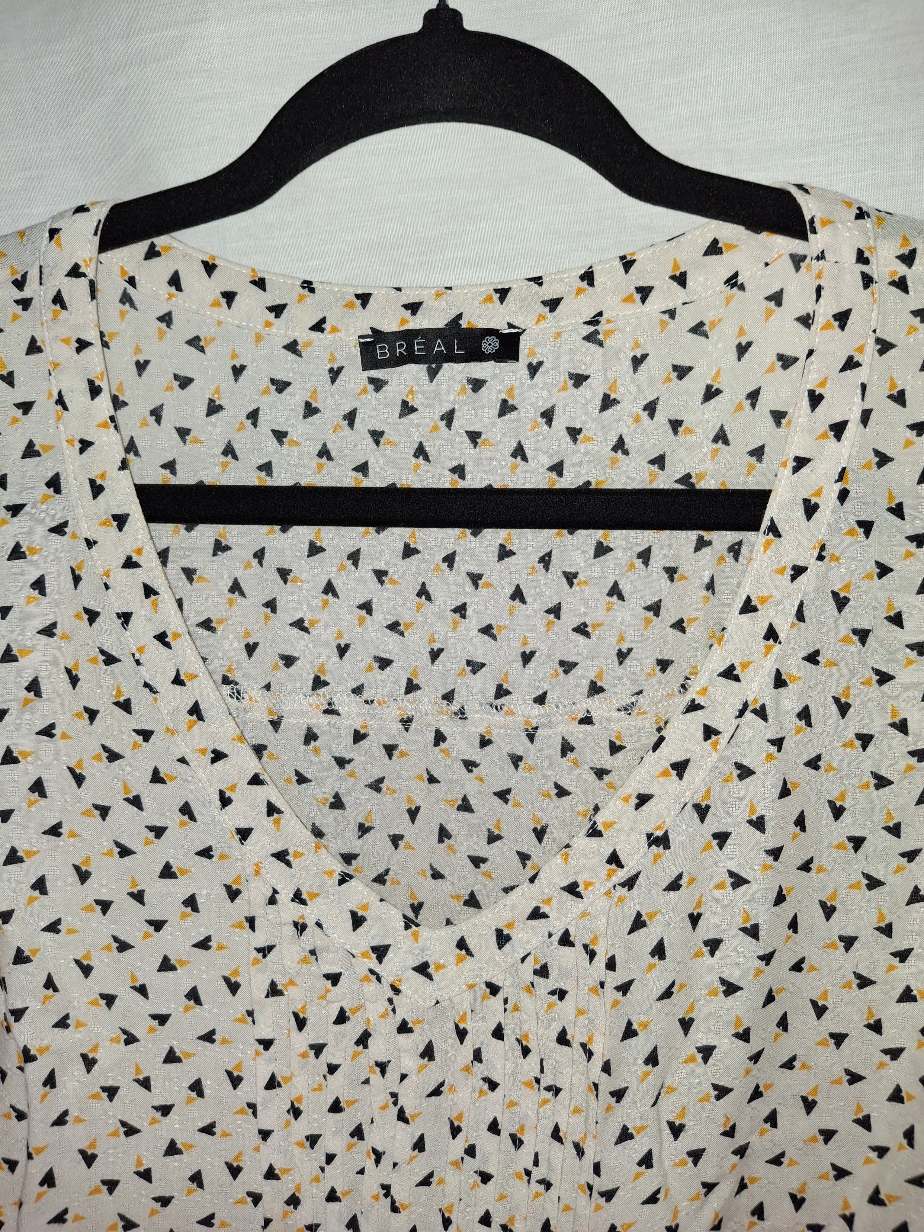 Blouse femme Bréal - écru, motifs noir et jaune - 40 (L)
