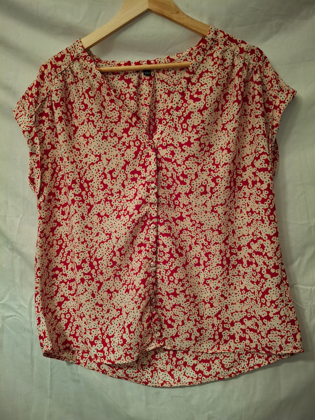 Blouse fleurie Kiabi – rouge  - Taille : L (40)