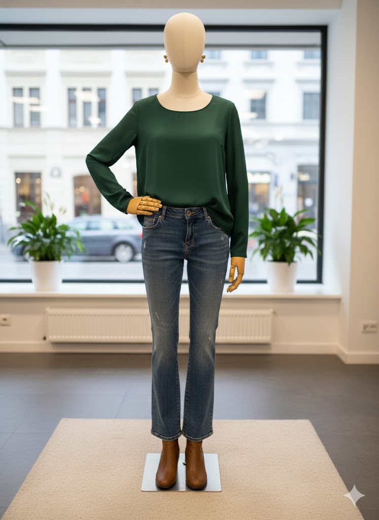 Blouse manches longues Zalando – verte - Taille : XL (42)