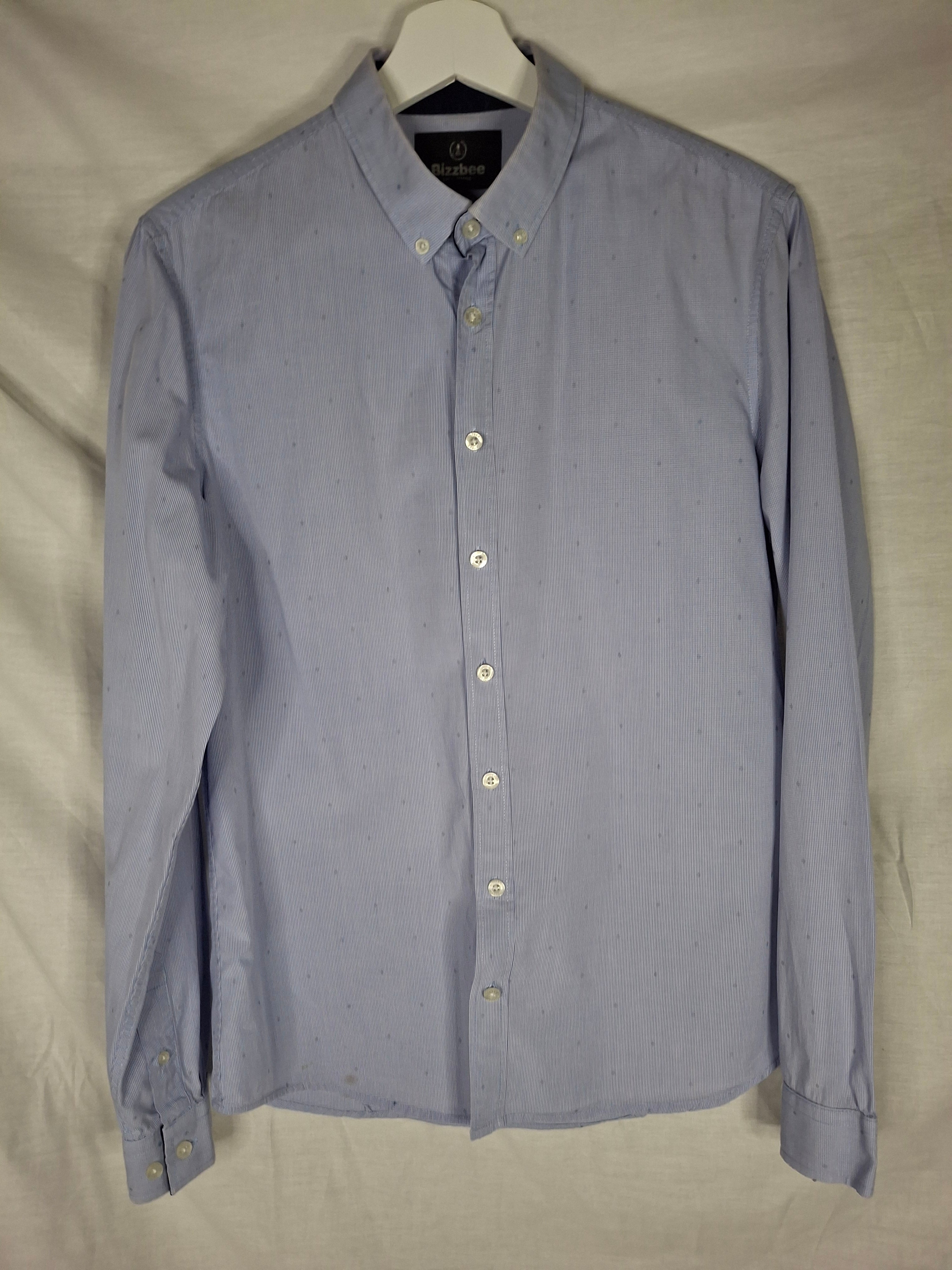 Chemise Homme Bizzbee Col Boutonné - Micro-motif Bleu  - Taille M (38)