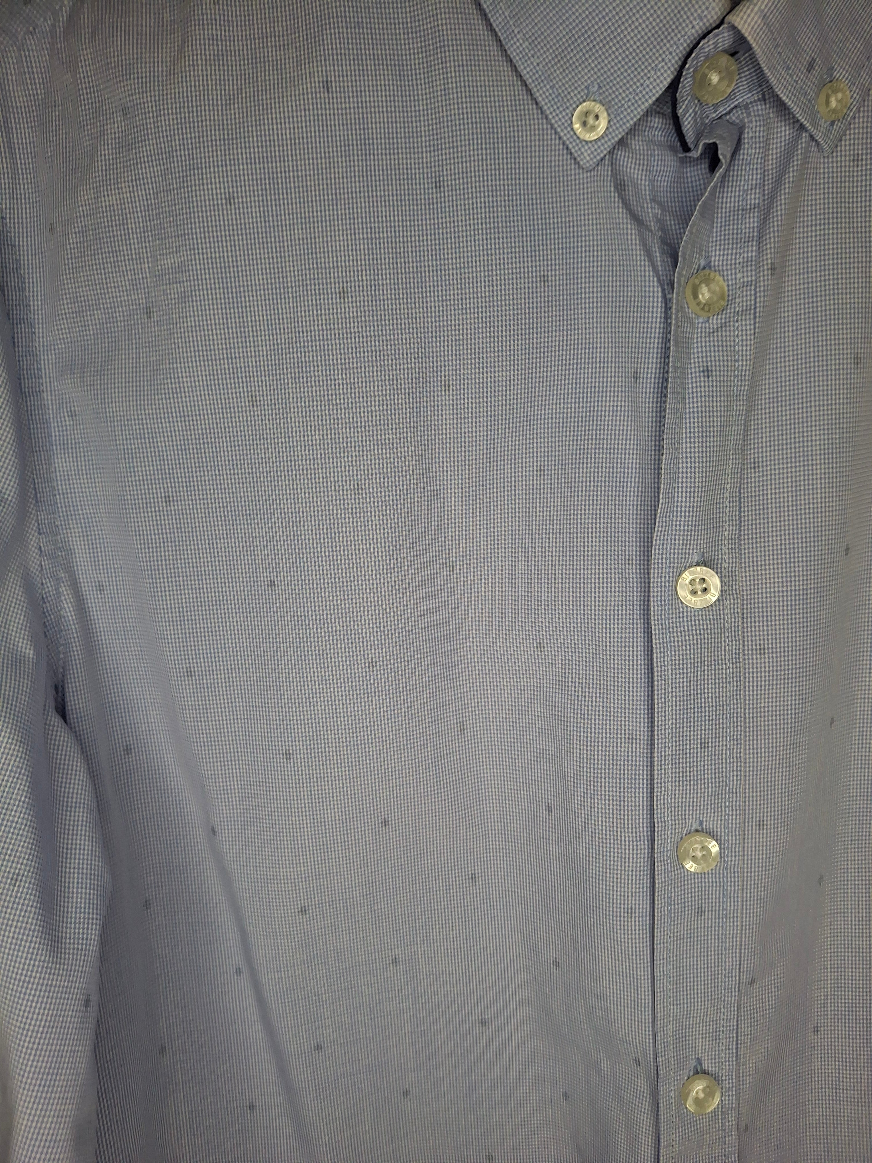 Chemise Homme Bizzbee Col Boutonné - Micro-motif Bleu  - Taille M (38)