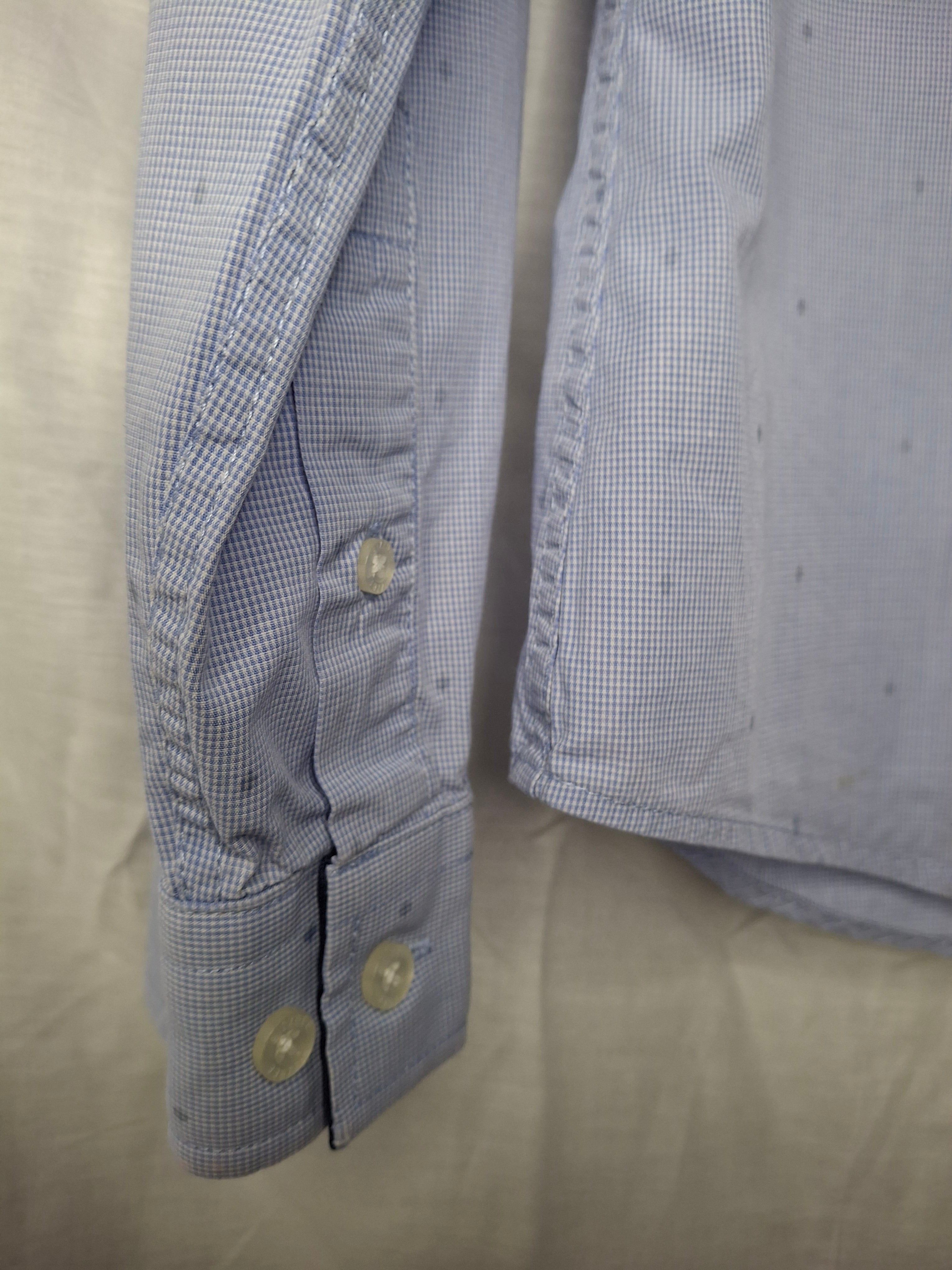 Chemise Homme Bizzbee Col Boutonné - Micro-motif Bleu  - Taille M (38)