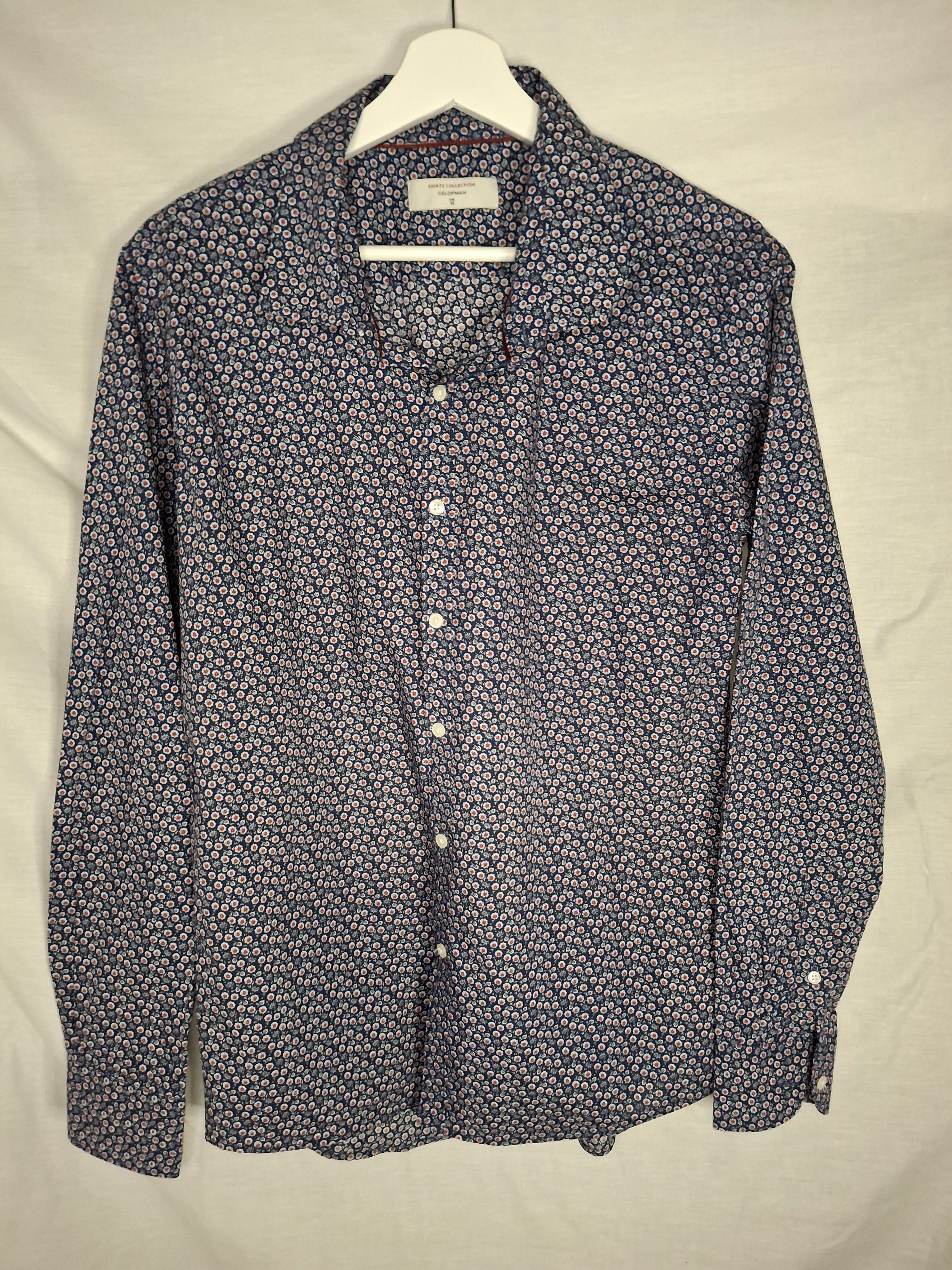 Chemise Homme CELOPMAN - Imprimé Floral/Fantaisie Bleu Marine  - Taille  M (38)