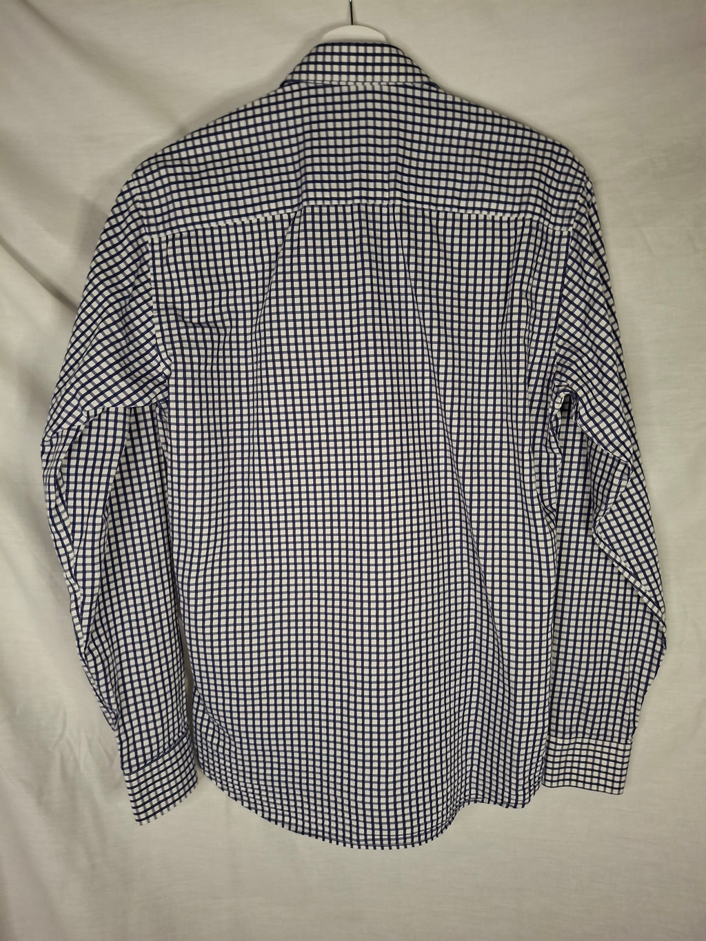 Chemise Homme XOOS Manches Longues – Carreaux Vichy Bleu Marine/Blanc   - Taille M (38)