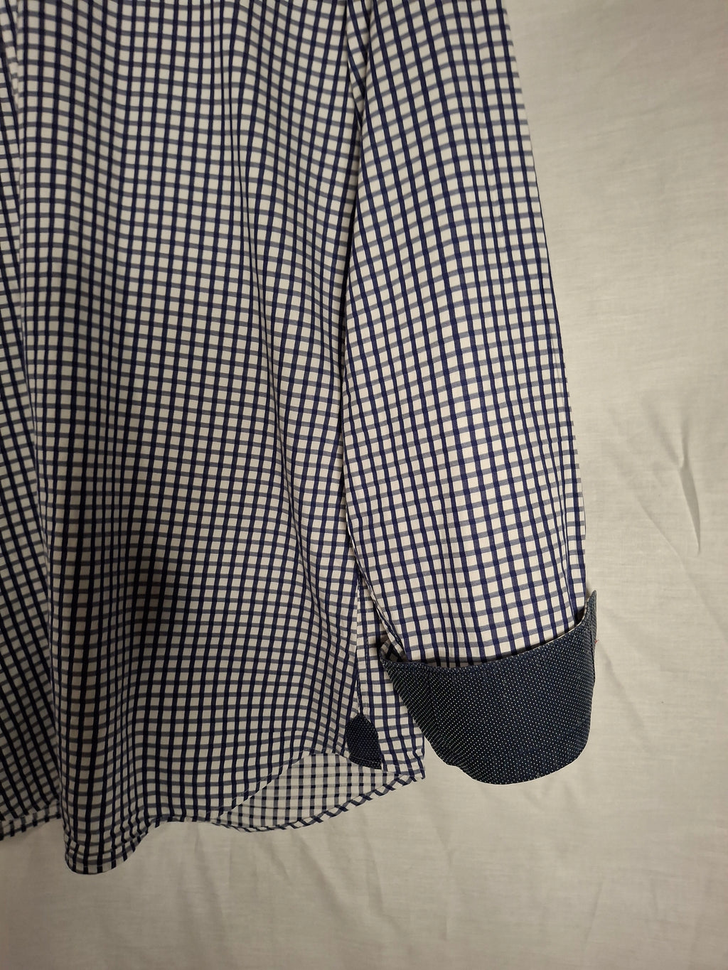 Chemise Homme XOOS Manches Longues – Carreaux Vichy Bleu Marine/Blanc   - Taille M (38)