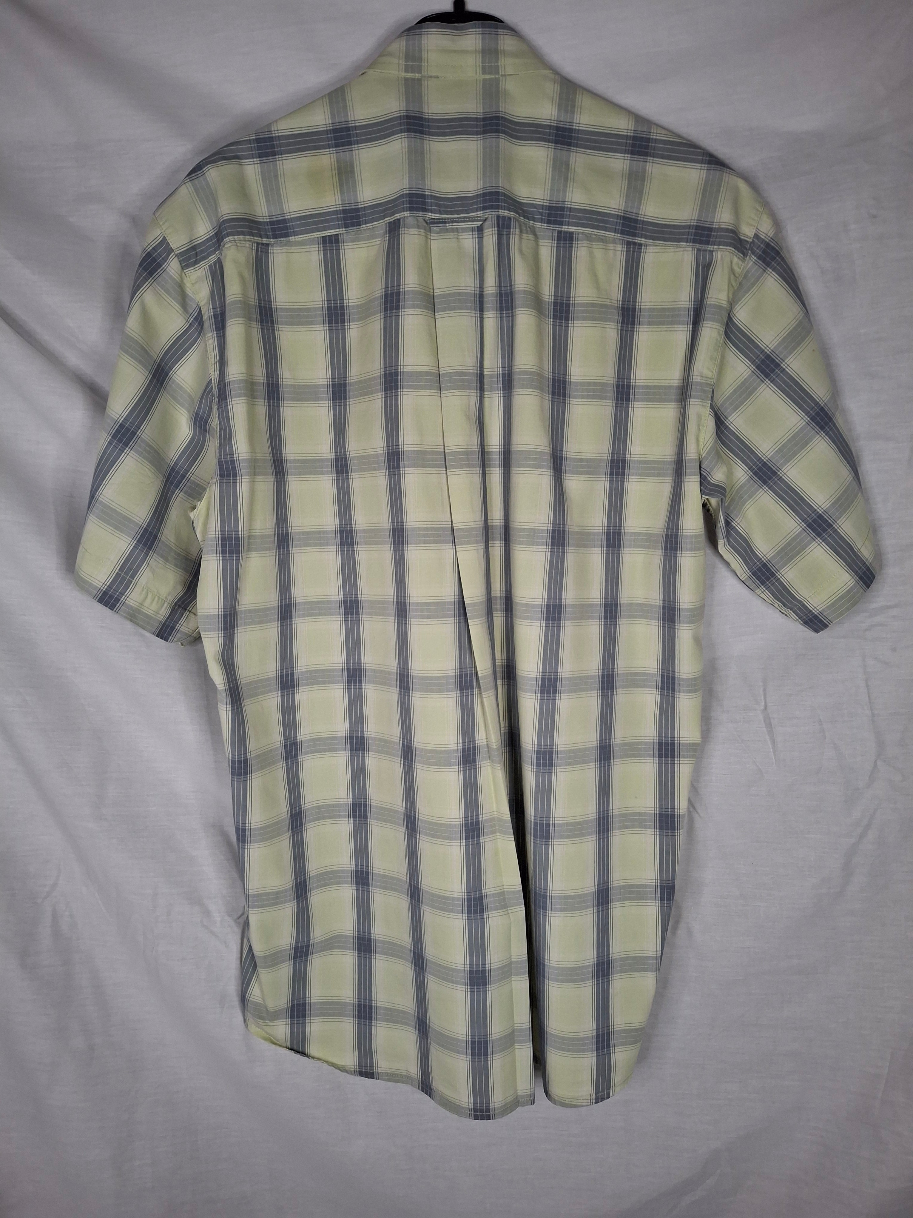 Chemise Homme à Carreaux Manches Courtes Lee Cooper  - Blanche, motis ananas- Taille S (36)