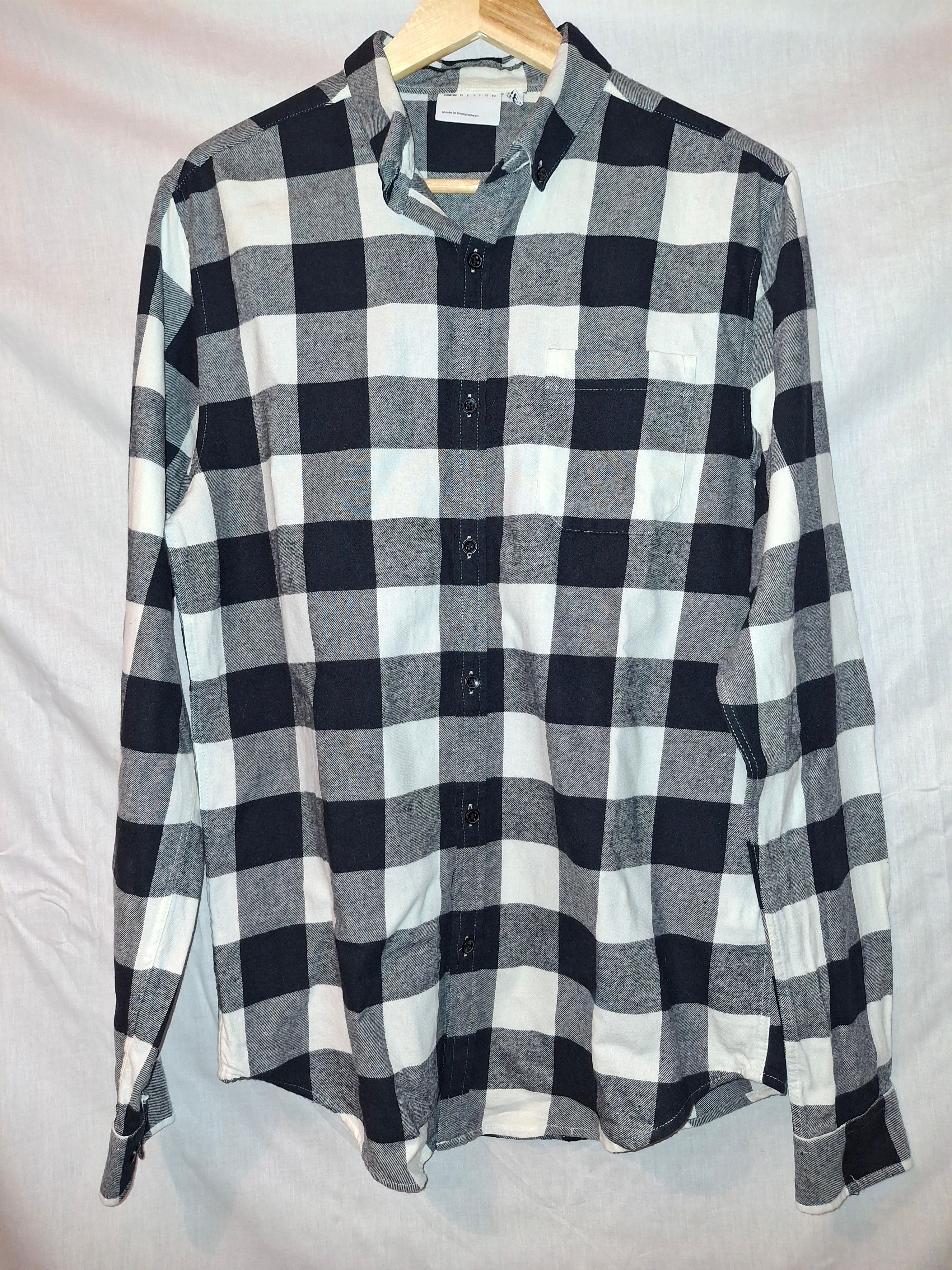 Chemise à carreaux Asos design -  noir et blanc - Taille : M (38)