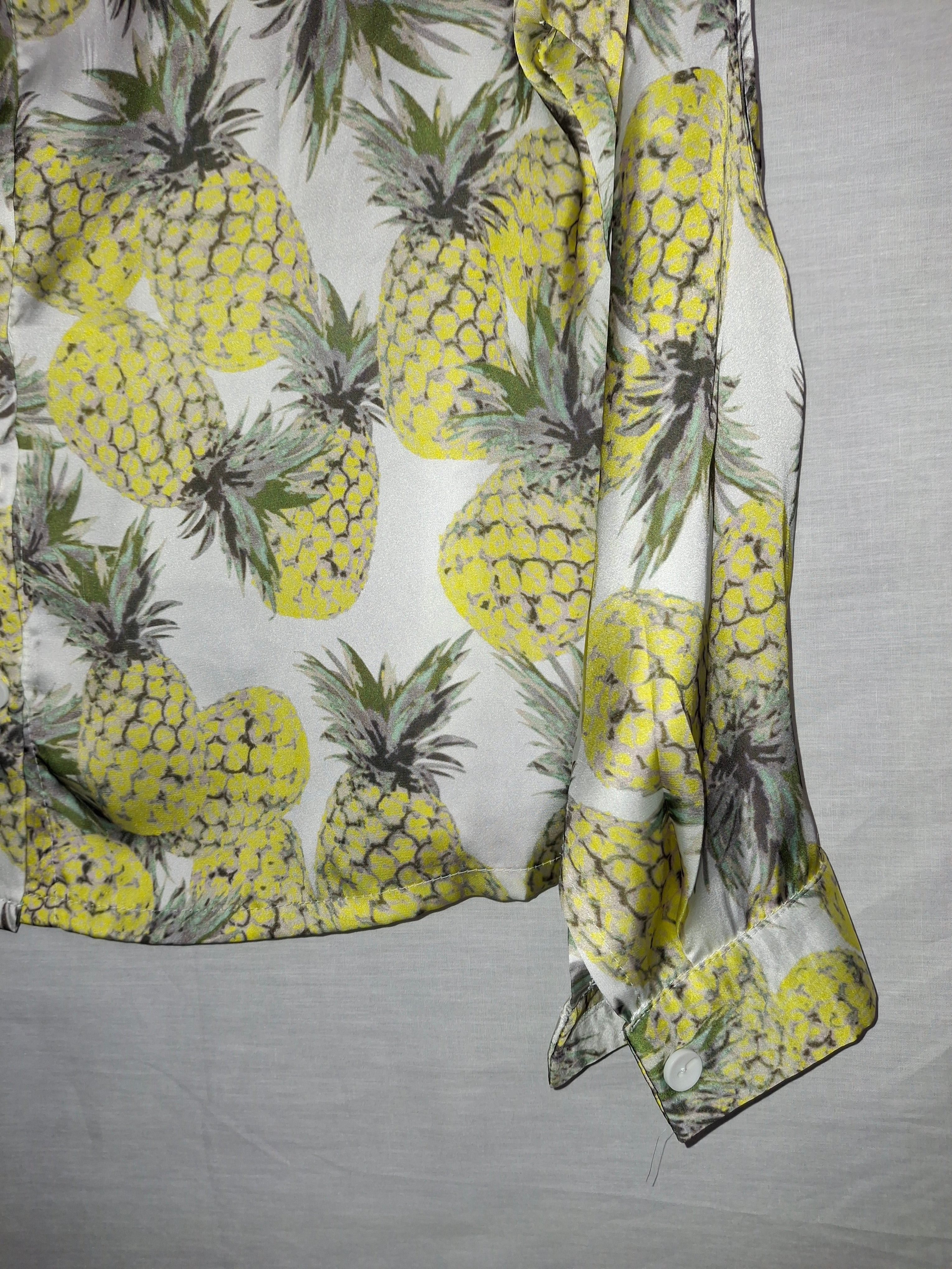 Chemise manches longues Sophyline - Blanche, motis ananas- Taille S (36)