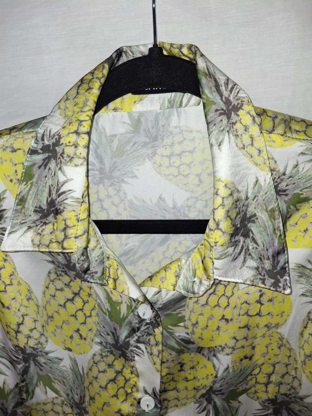 Chemise manches longues Sophyline - Blanche, motis ananas- Taille S (36)