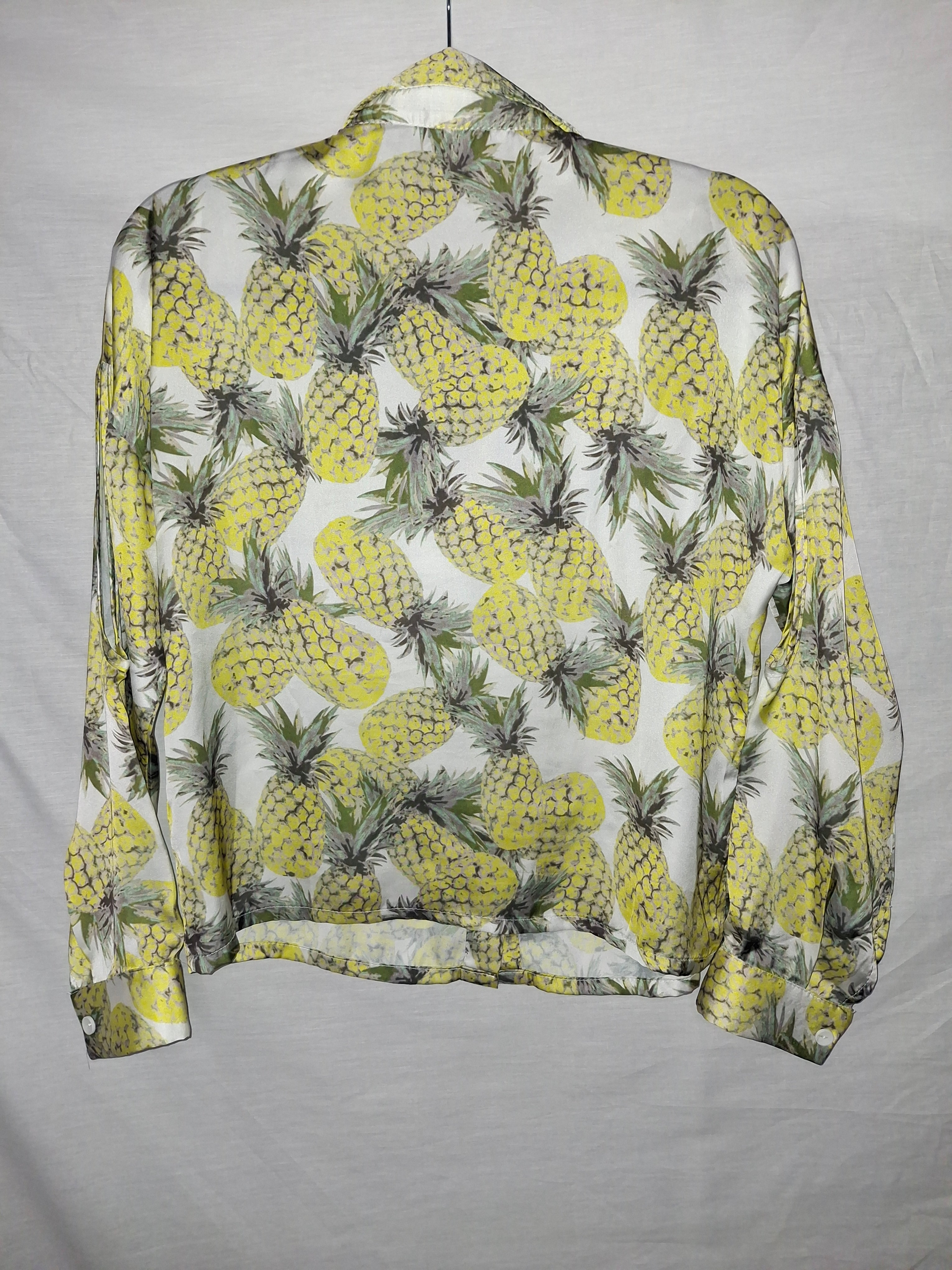 Chemise manches longues Sophyline - Blanche, motis ananas- Taille S (36)