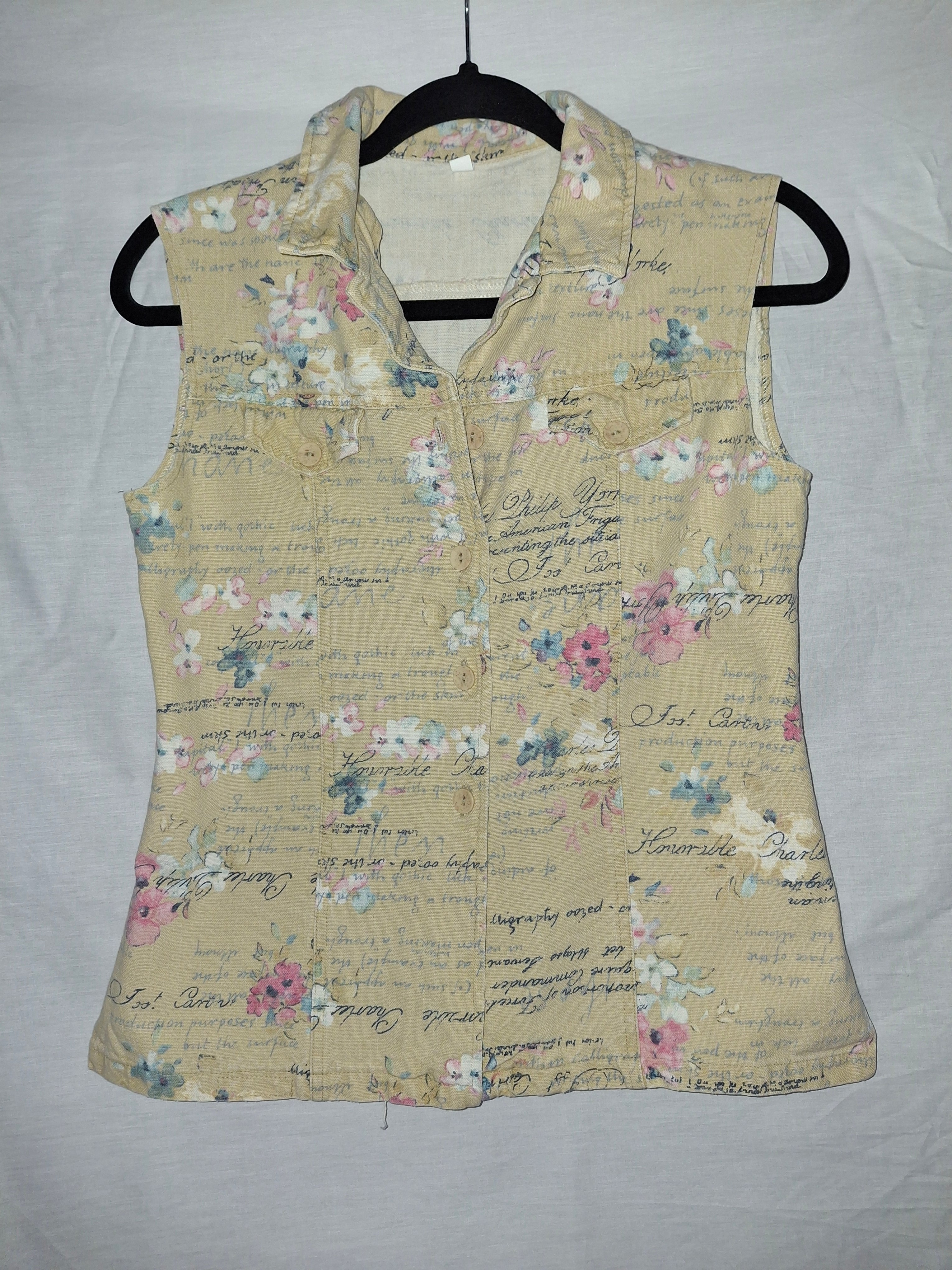 Chemise sans manches - Marron, marquage fleurs - Taille M (38)