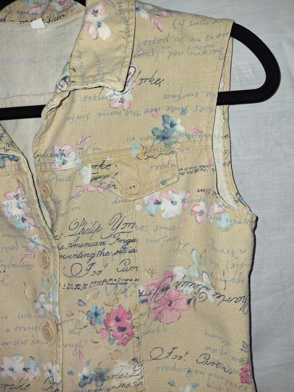 Chemise sans manches - Marron, marquage fleurs - Taille M (38)