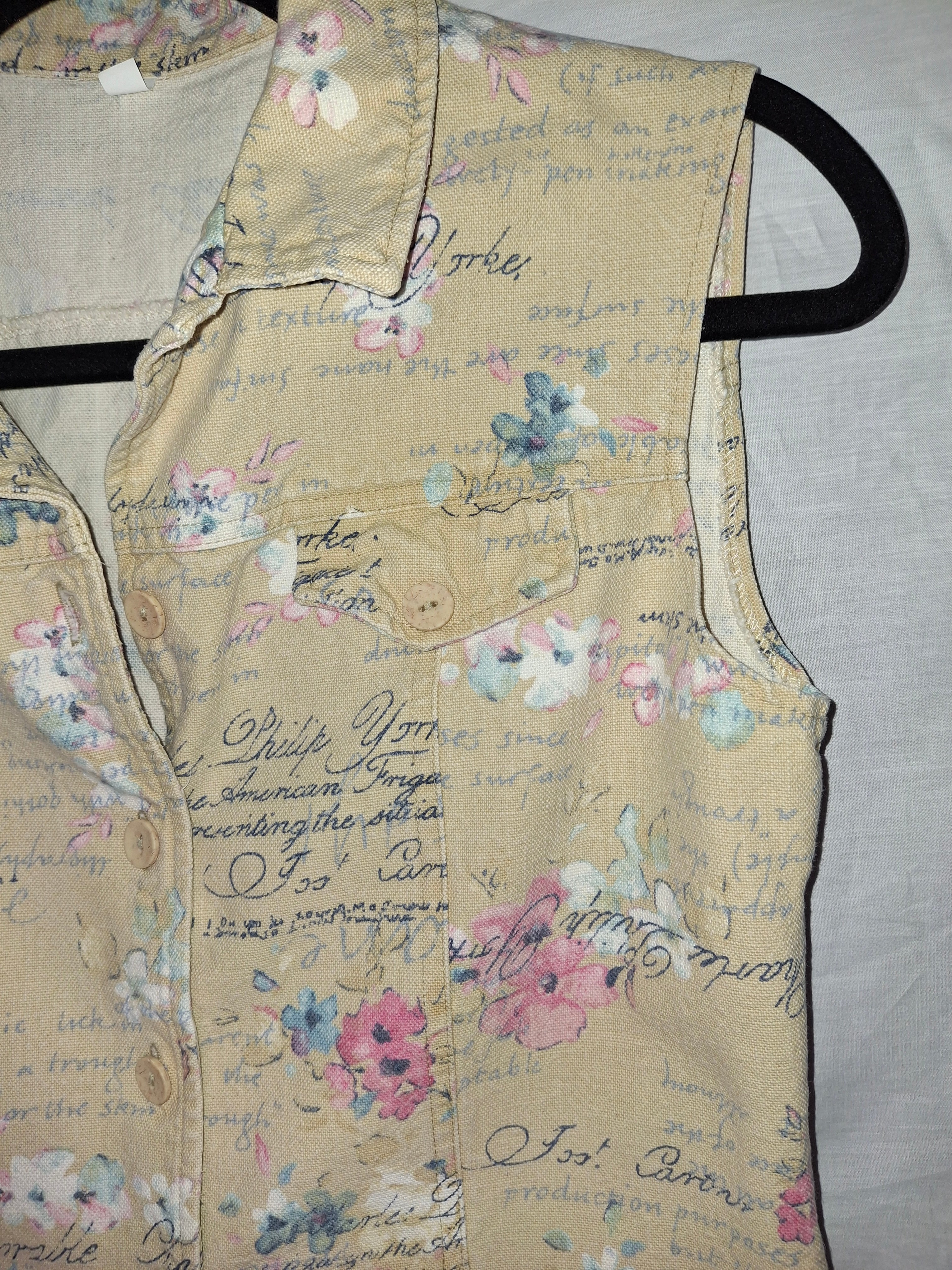 Chemise sans manches - Marron, marquage fleurs - Taille M (38)