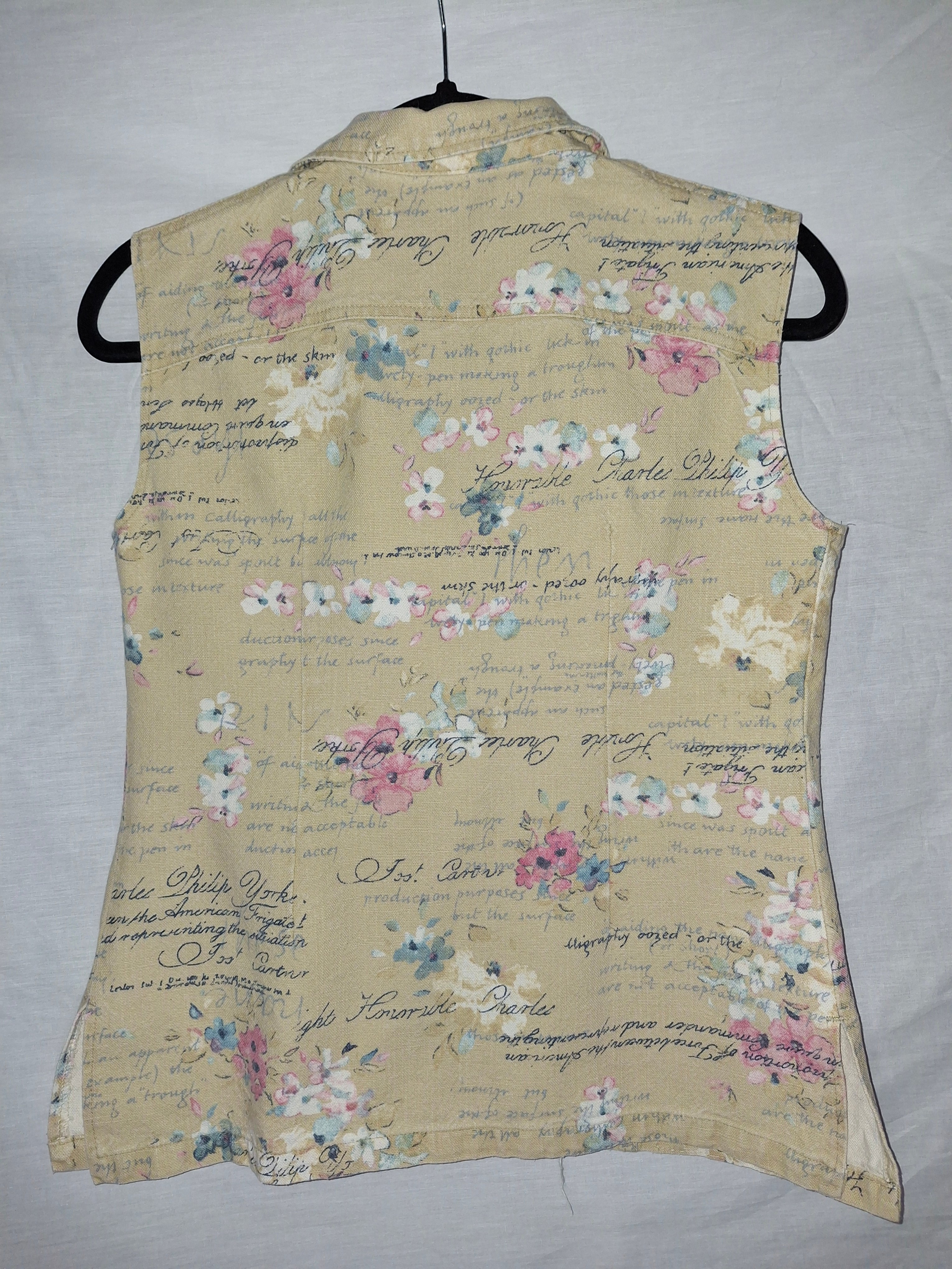 Chemise sans manches - Marron, marquage fleurs - Taille M (38)