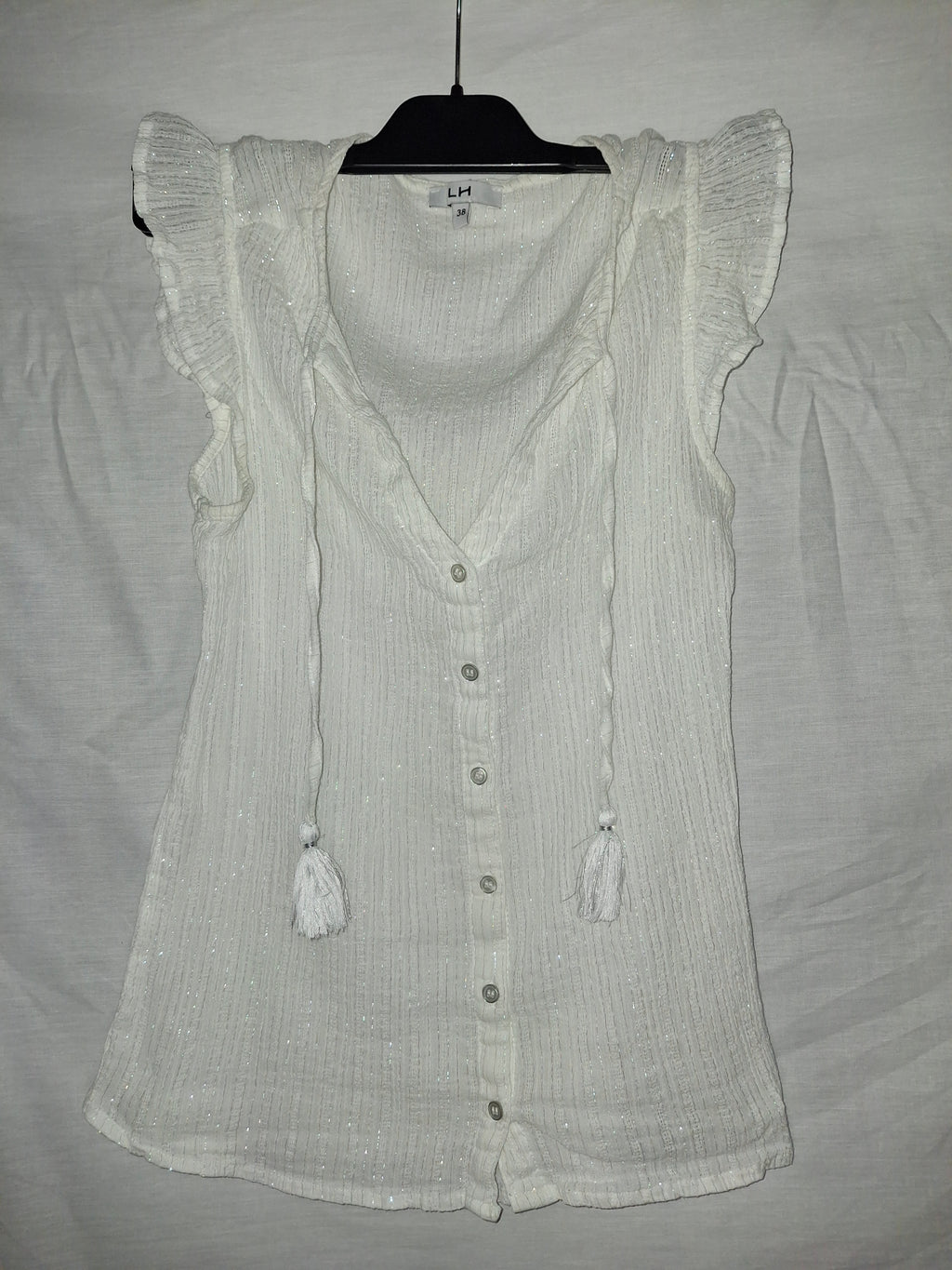 Chemisier sans manches LH – Blanc pailleté - Taille M (38)