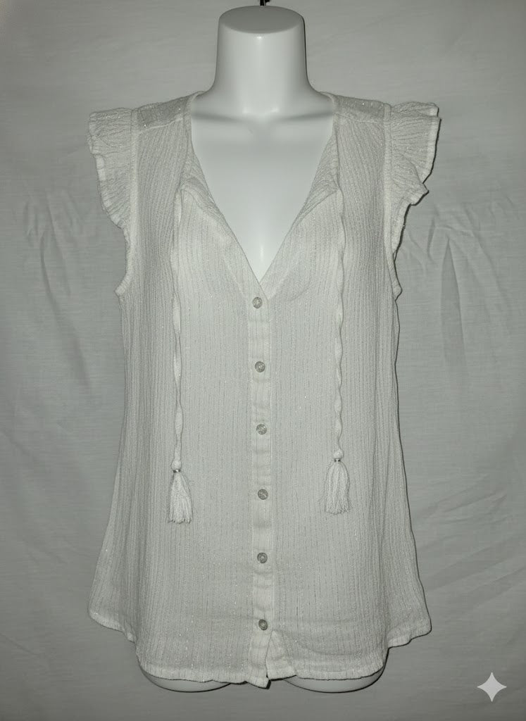 Chemisier sans manches LH – Blanc pailleté - Taille M (38)