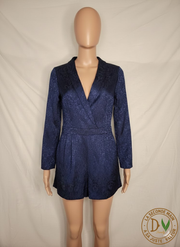 Combinaison-Short Chic Girls On Film – Bleue Jacquard - Taille : XL (42)