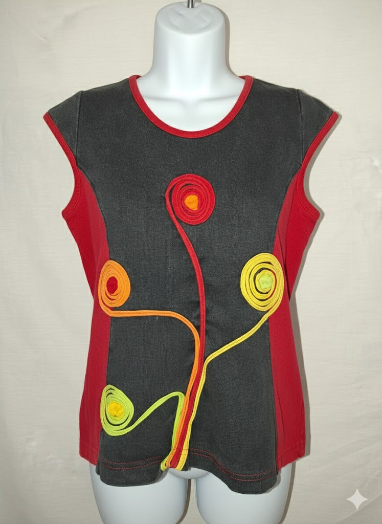 Débardeur Made in Népal – Noir et rouge - Taille  M (38)