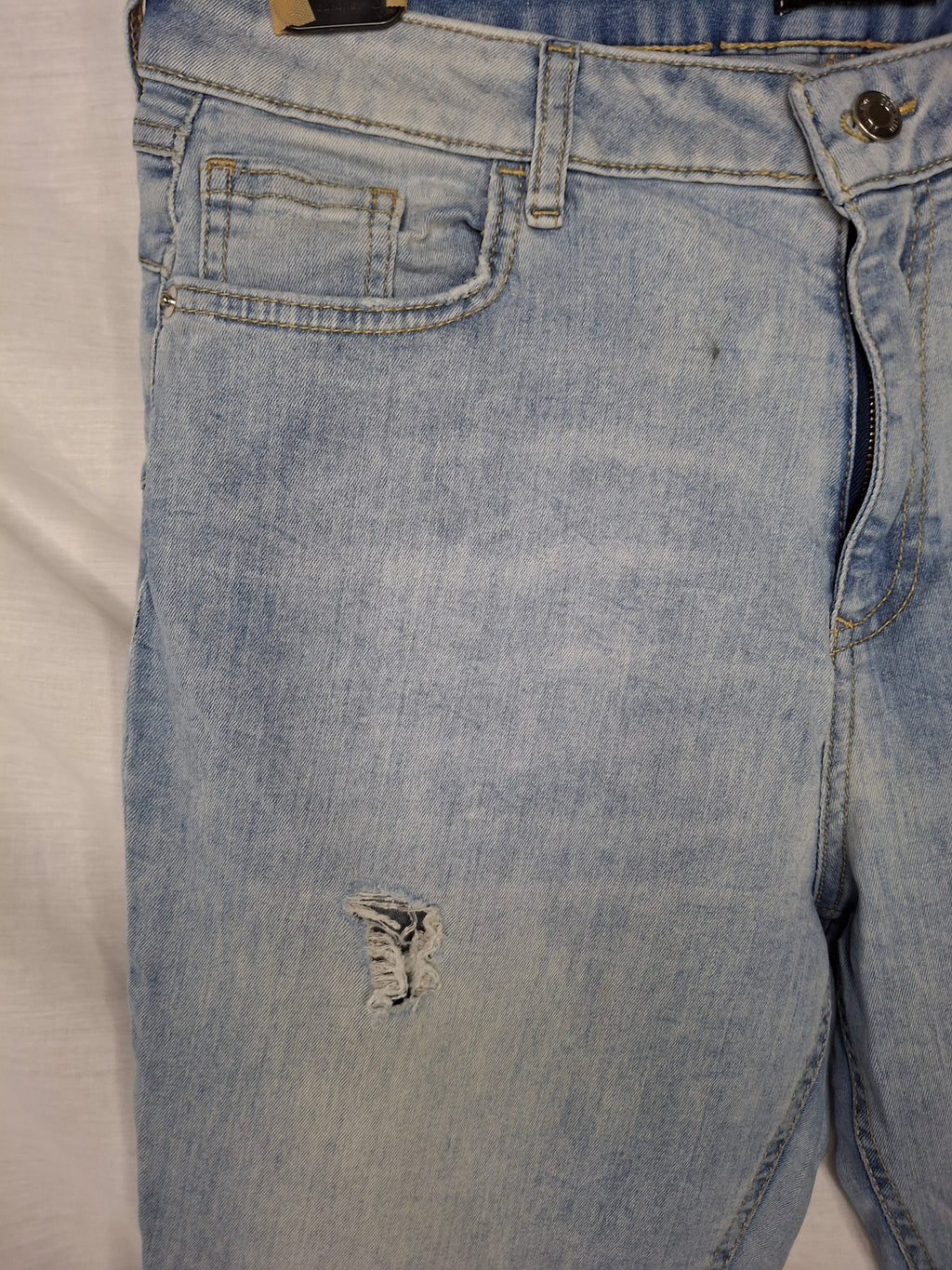 Jean F&F Coupe Slim Distressed Tendance  - Bleu Clair Délavé - XXXL (46)