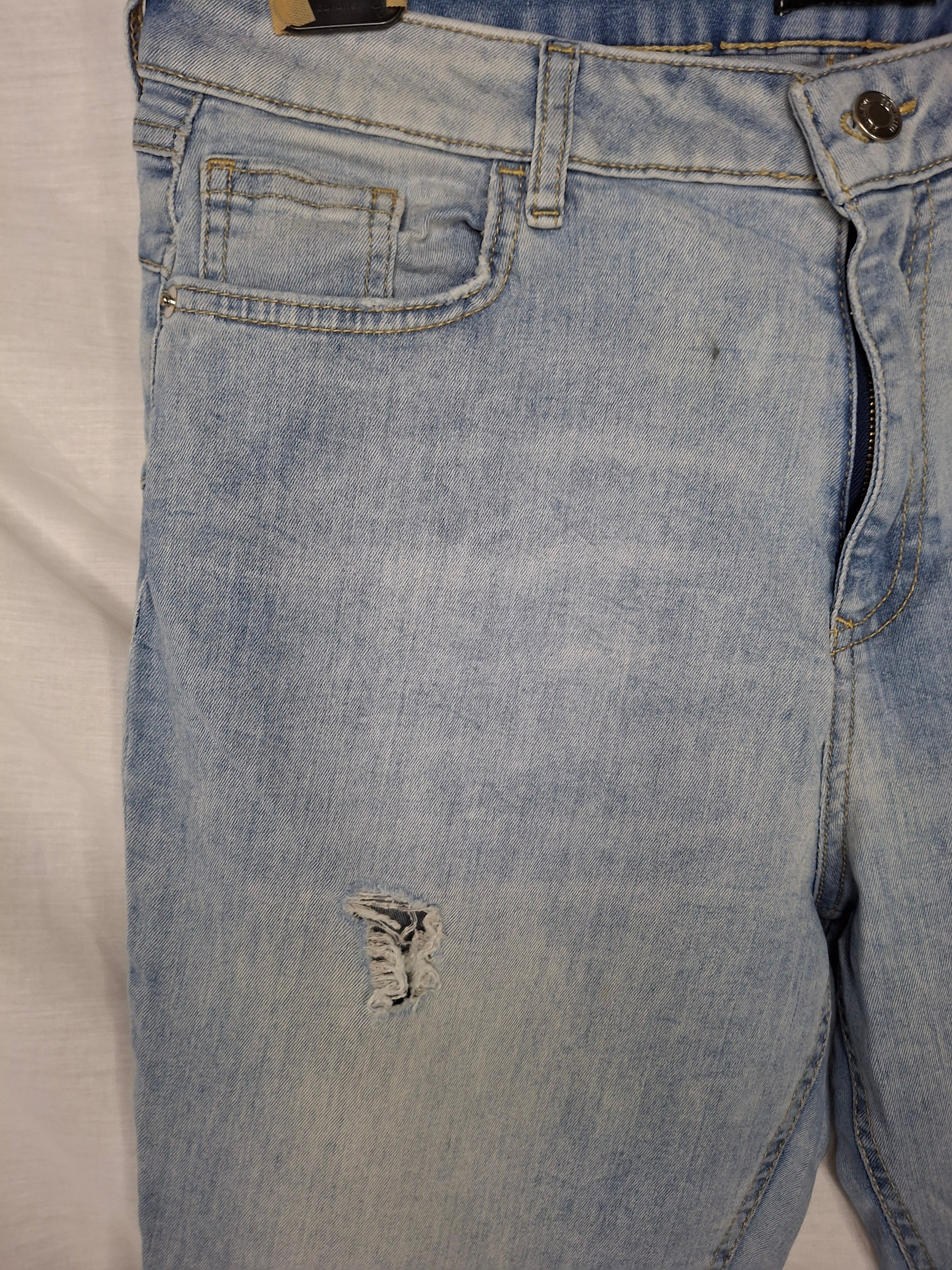 Jean F&F Coupe Slim Distressed Tendance  - Bleu Clair Délavé - XXXL (46)