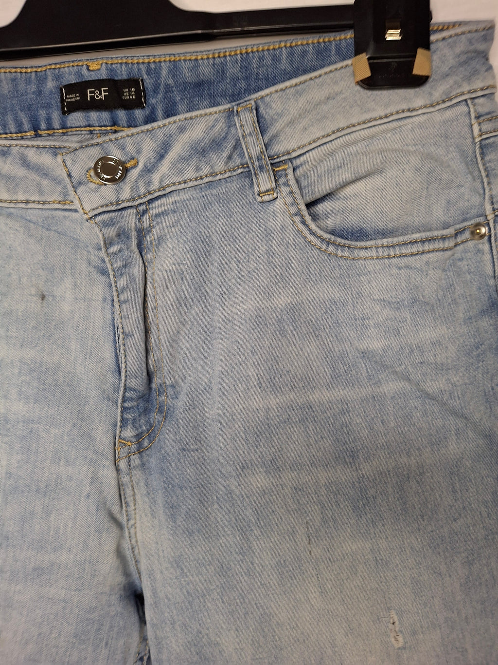 Jean F&F Coupe Slim Distressed Tendance  - Bleu Clair Délavé - XXXL (46)