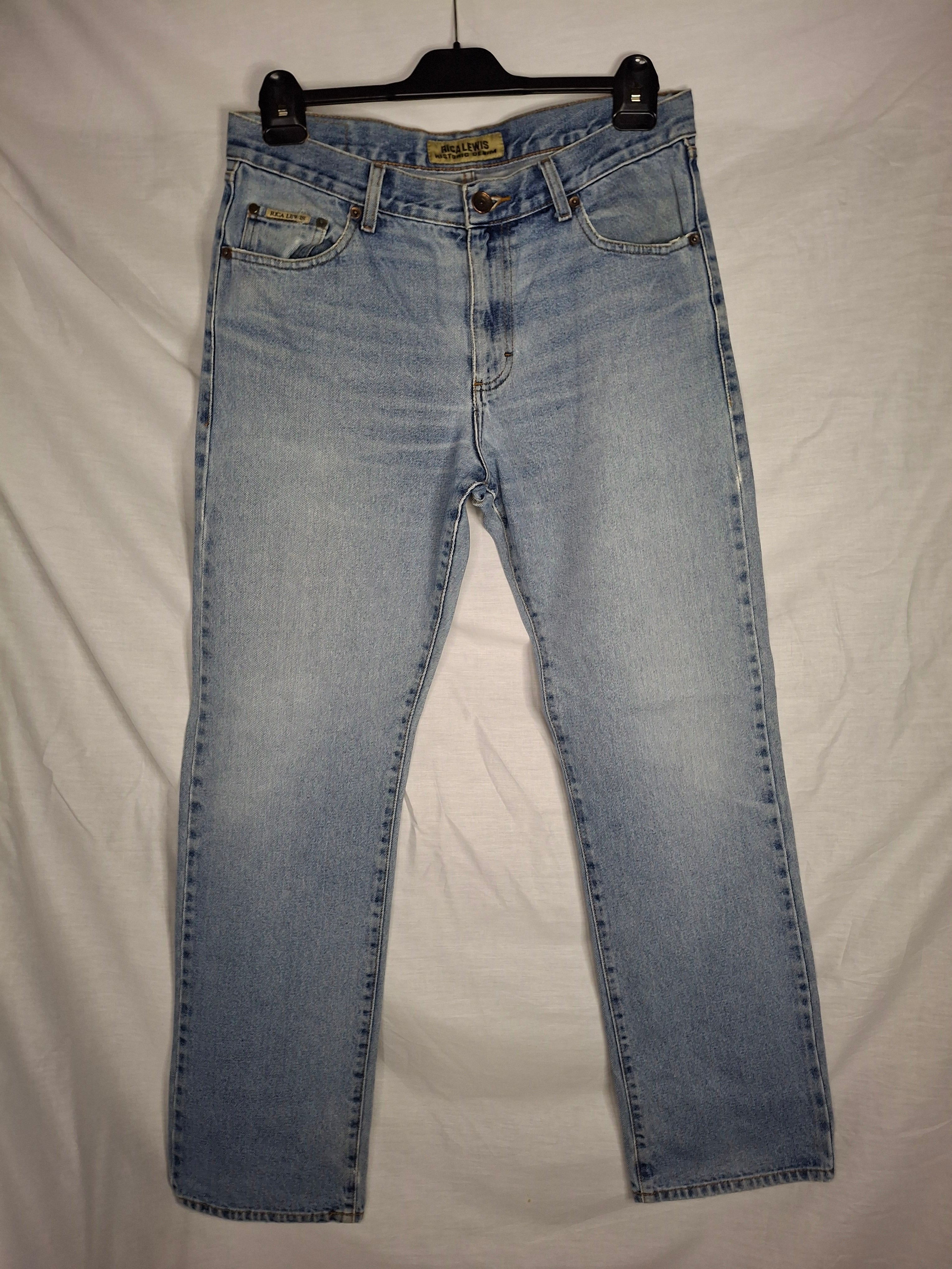 Jean Homme RICA LEWIS Coupe Droite Classique - Bleu Denim Classique (Moyennement délavé)  - Taille : XL (42)