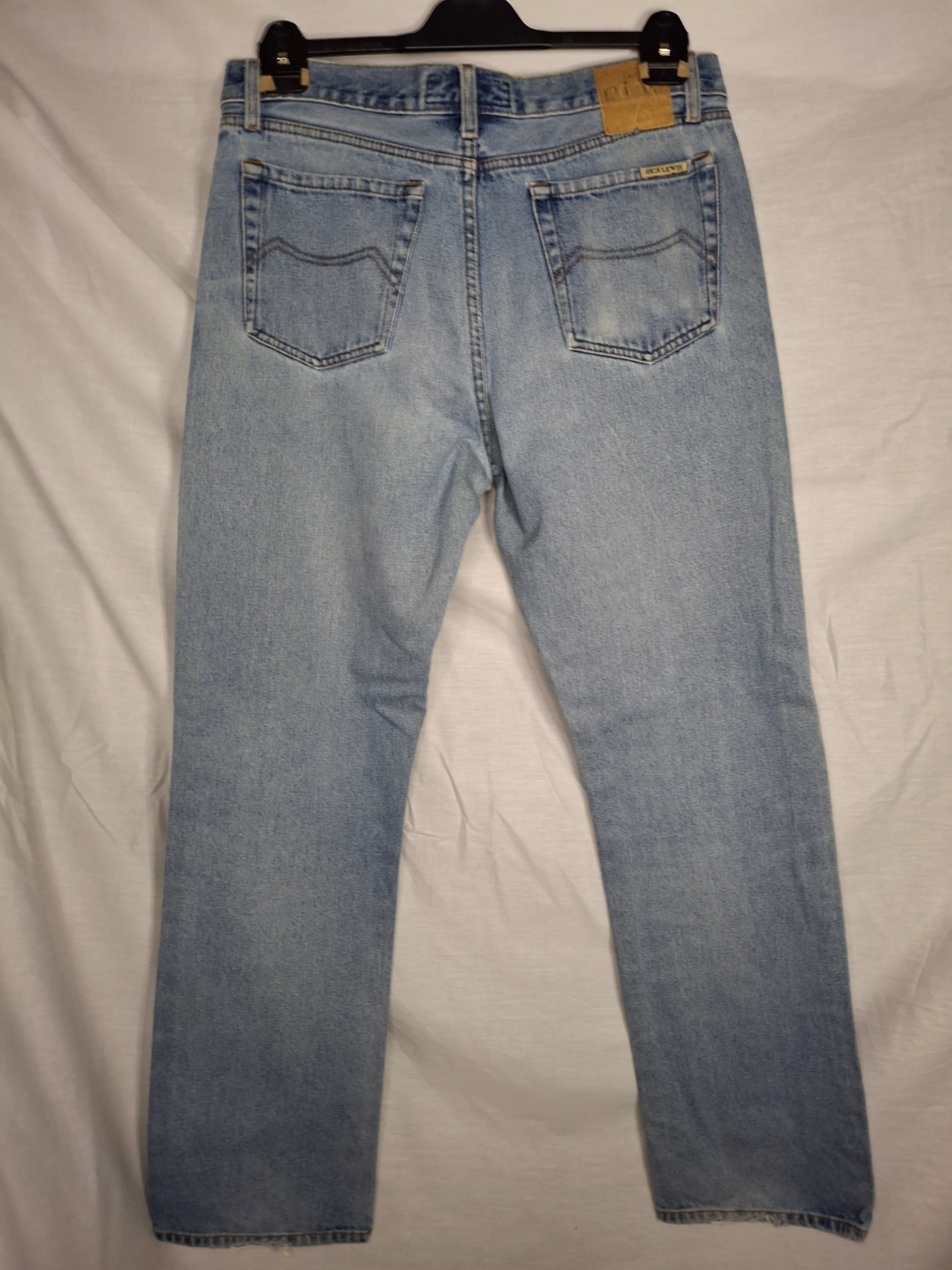 Jean Homme RICA LEWIS Coupe Droite Classique - Bleu Denim Classique (Moyennement délavé)  - Taille : XL (42)