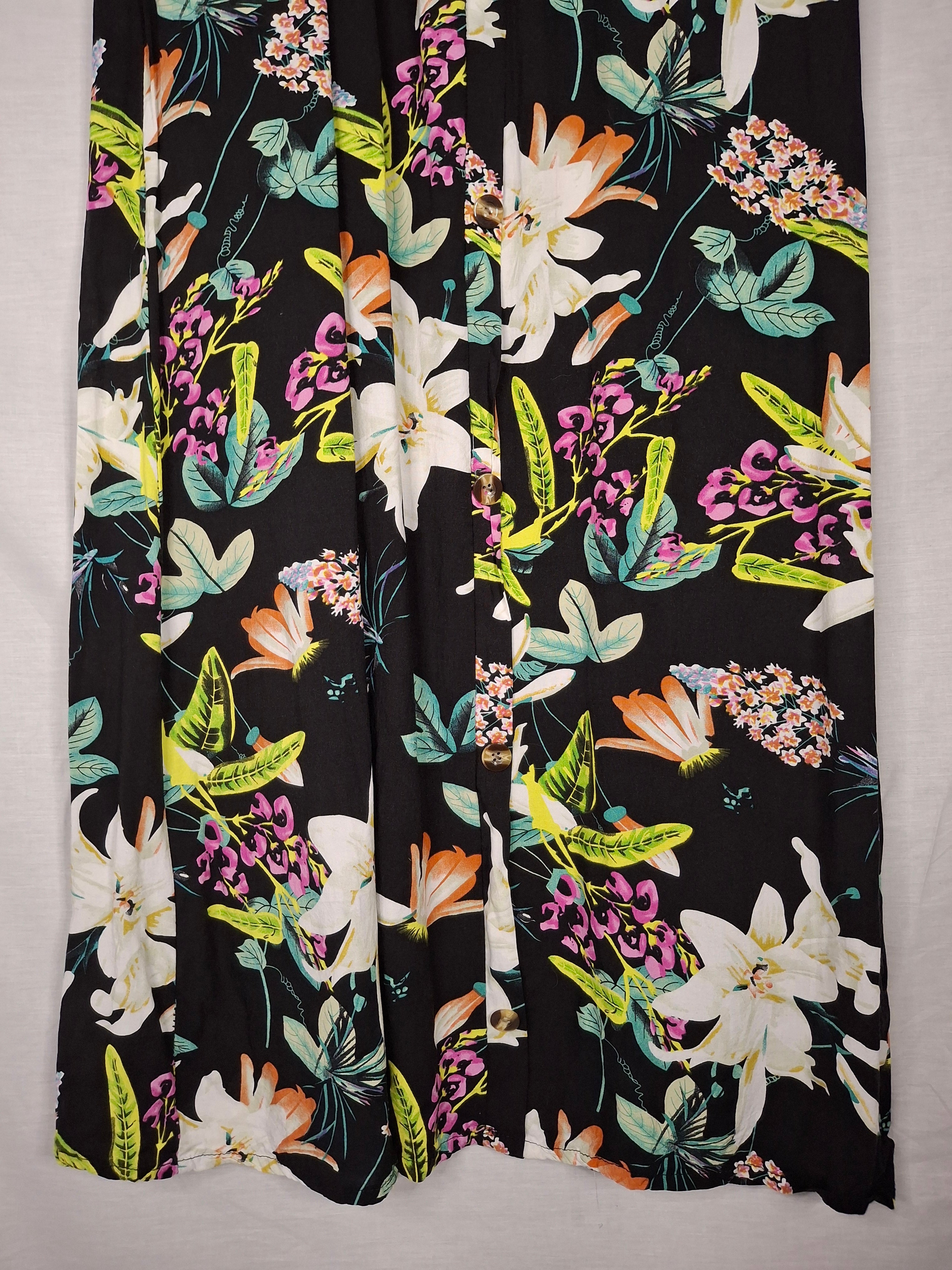 Jupe longue marque inconnue – noir avec motifs - Taille L (40)