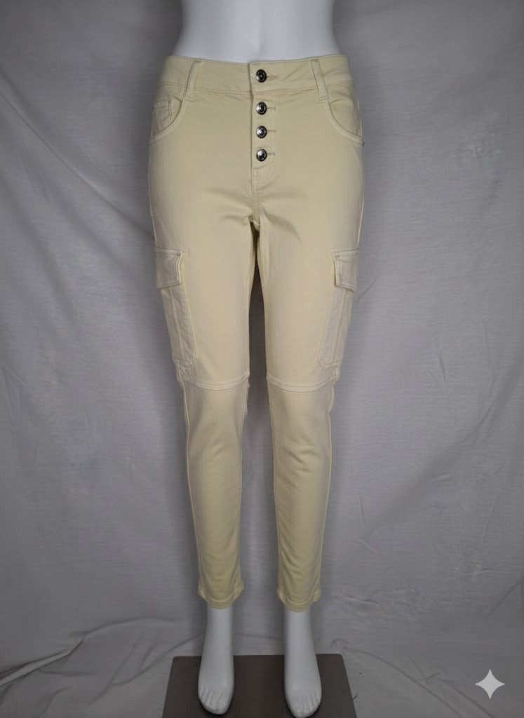 Pantalon Cargo SKINNY JENNYFER Taille Haute   - Jaune clair  - Taille L (40)