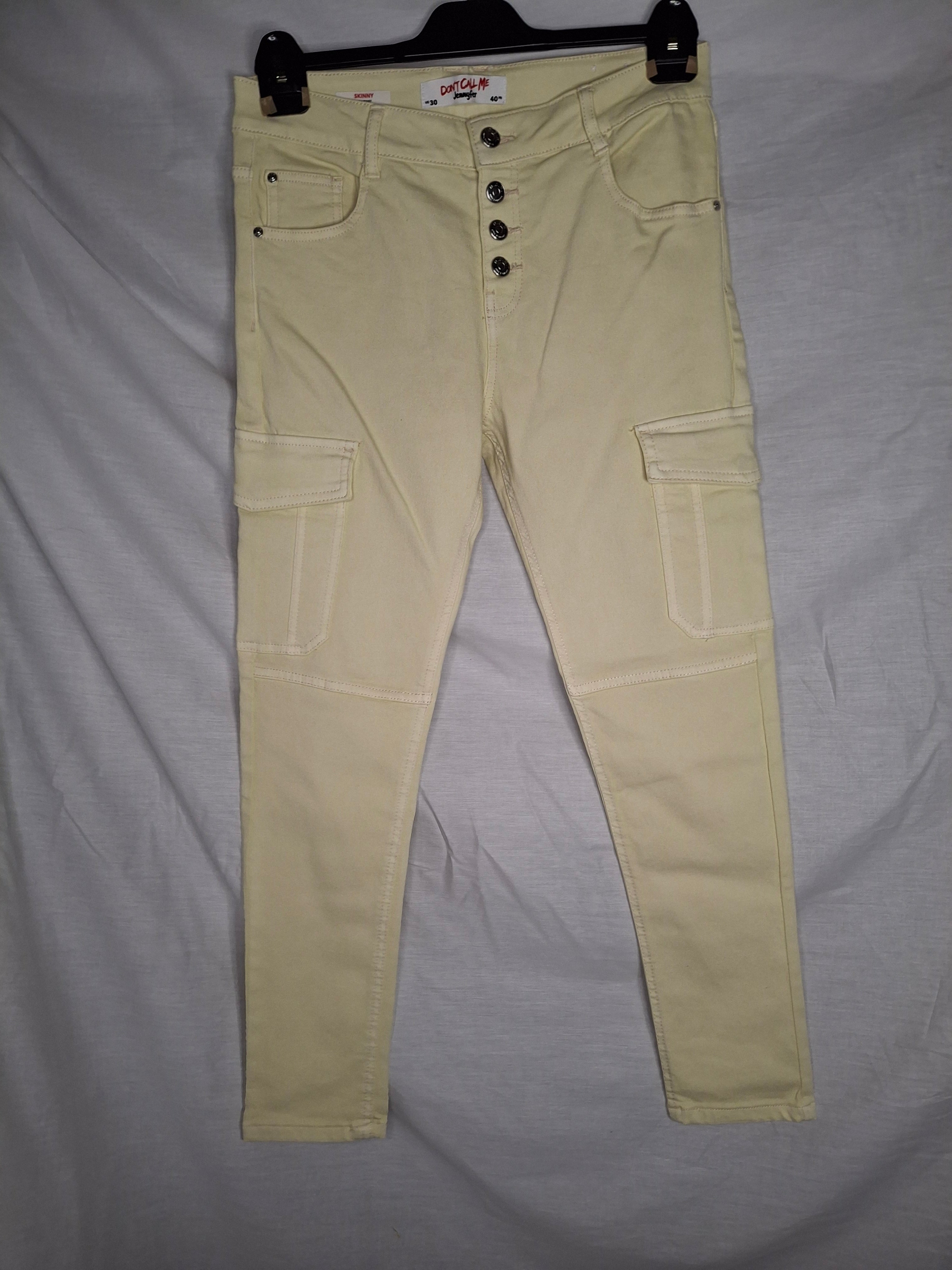 Pantalon Cargo SKINNY JENNYFER Taille Haute   - Jaune clair  - Taille L (40)