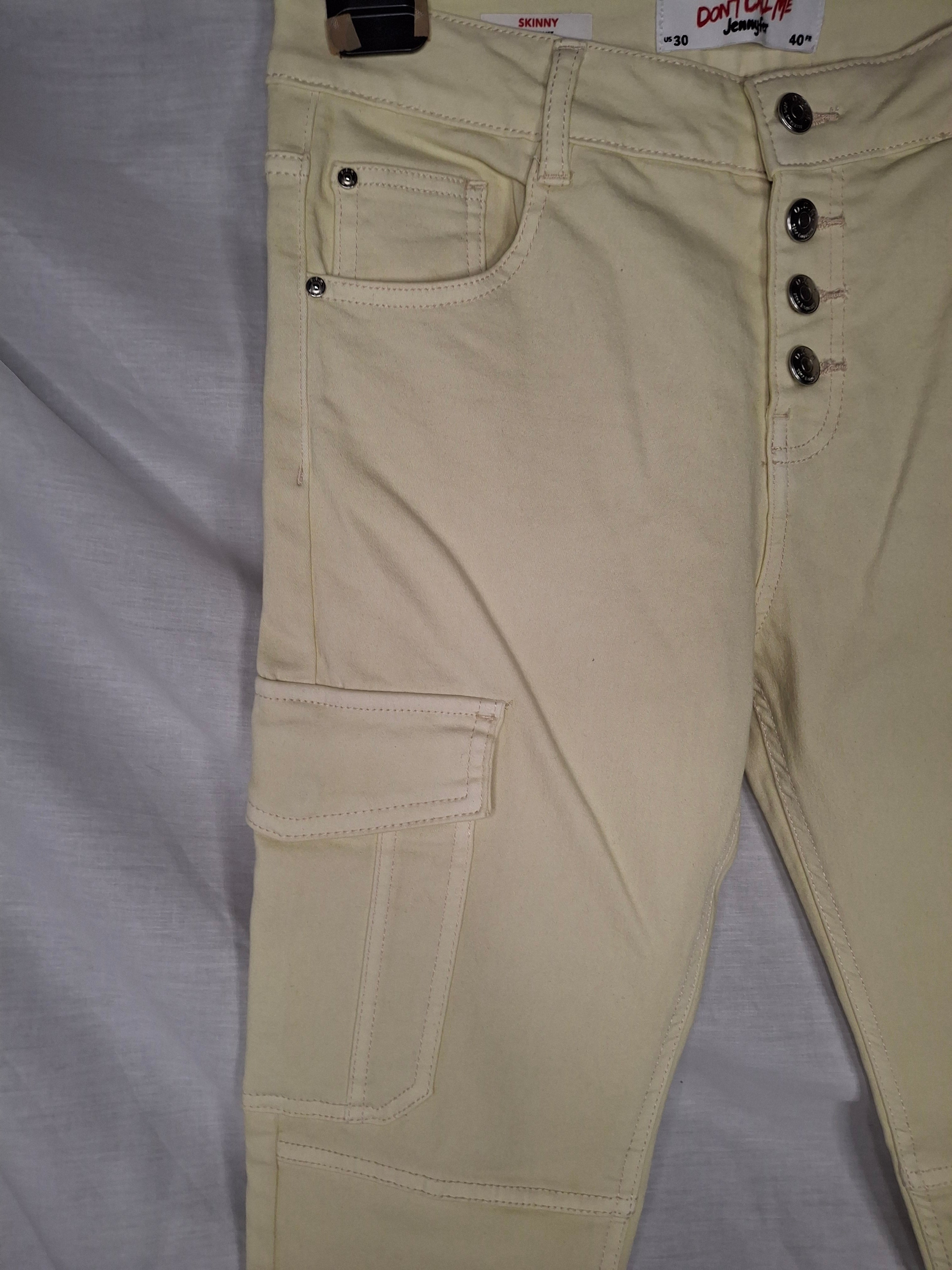Pantalon Cargo SKINNY JENNYFER Taille Haute   - Jaune clair  - Taille L (40)