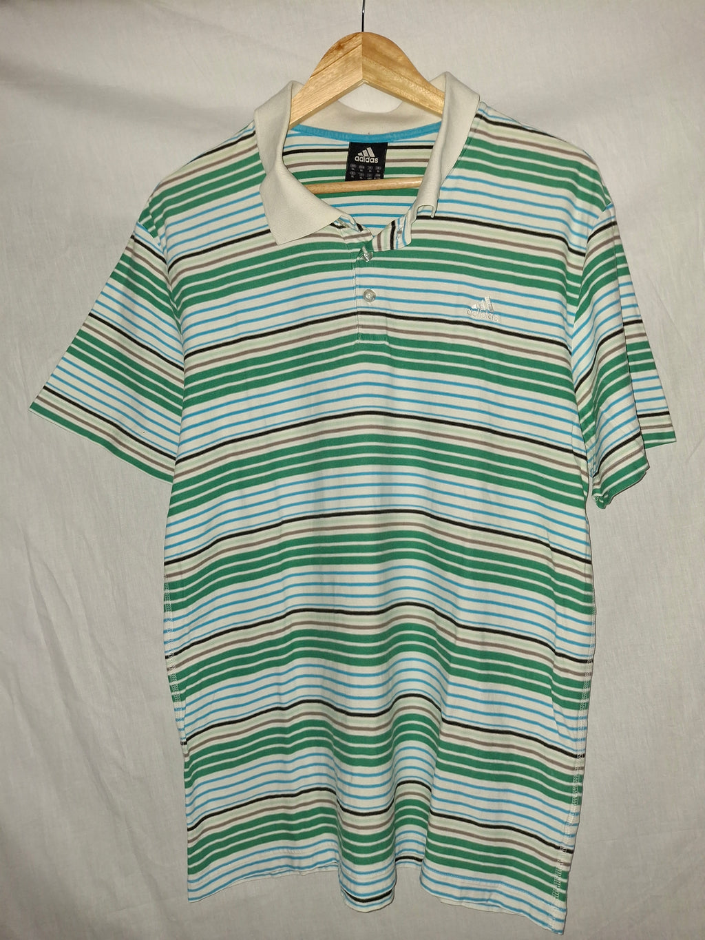 Polo à rayures Adidas  – dominance verte - Taille : XL (42)