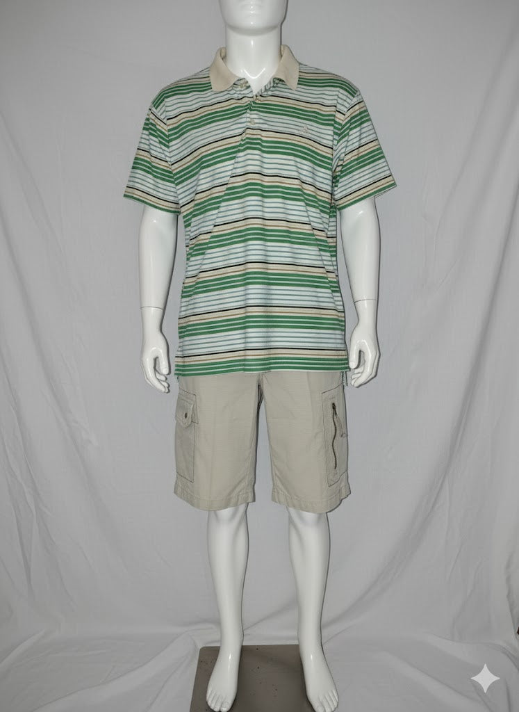 Polo à rayures Adidas  – dominance verte - Taille : XL (42)