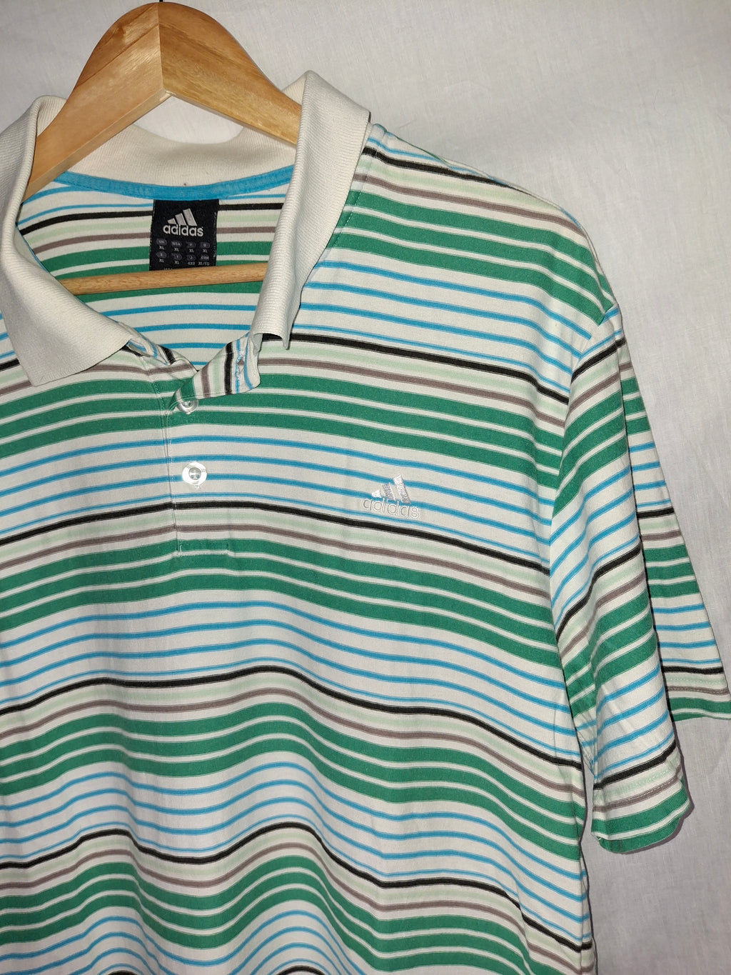 Polo à rayures Adidas  – dominance verte - Taille : XL (42)