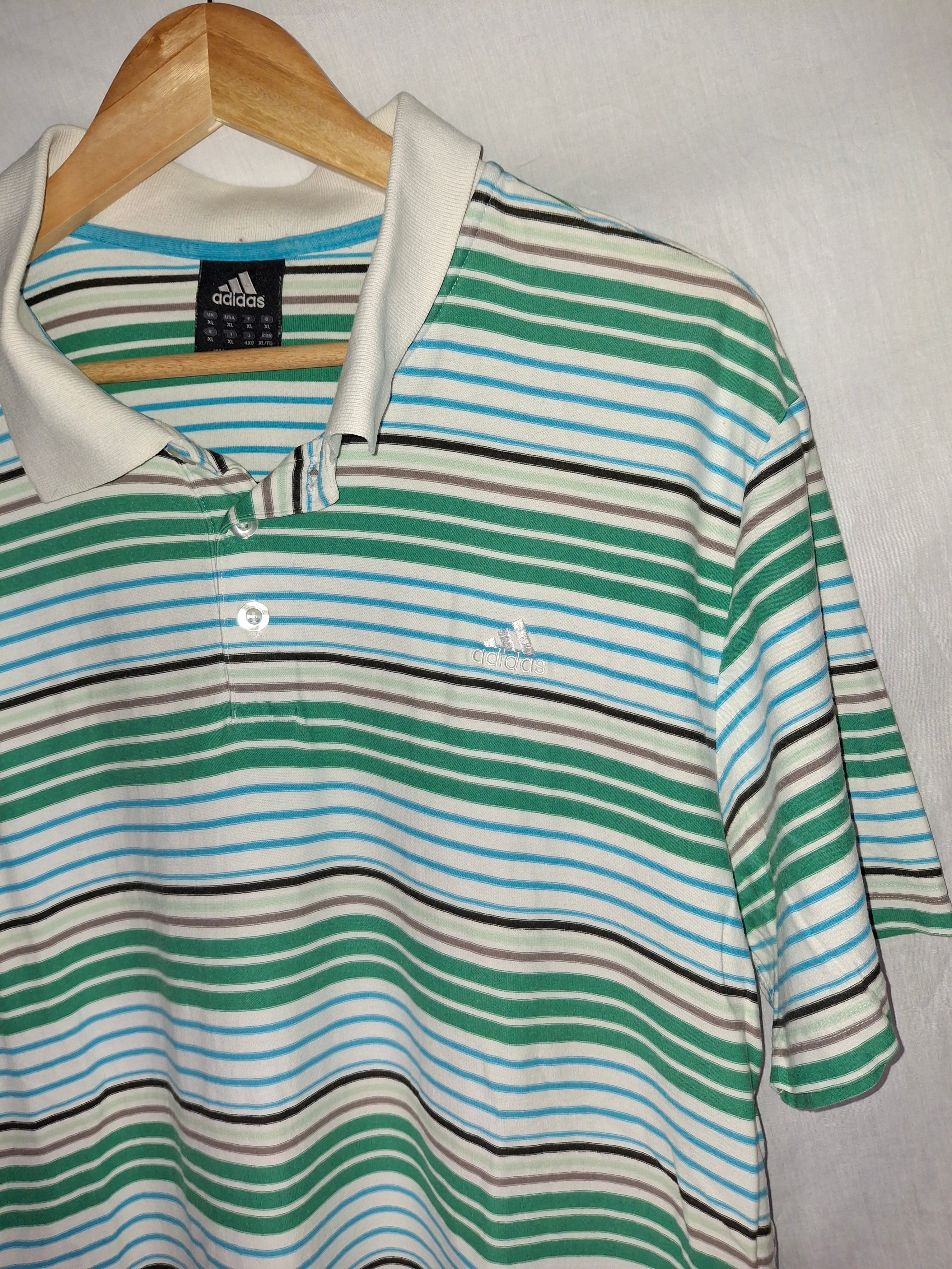 Polo à rayures Adidas  – dominance verte - Taille : XL (42)
