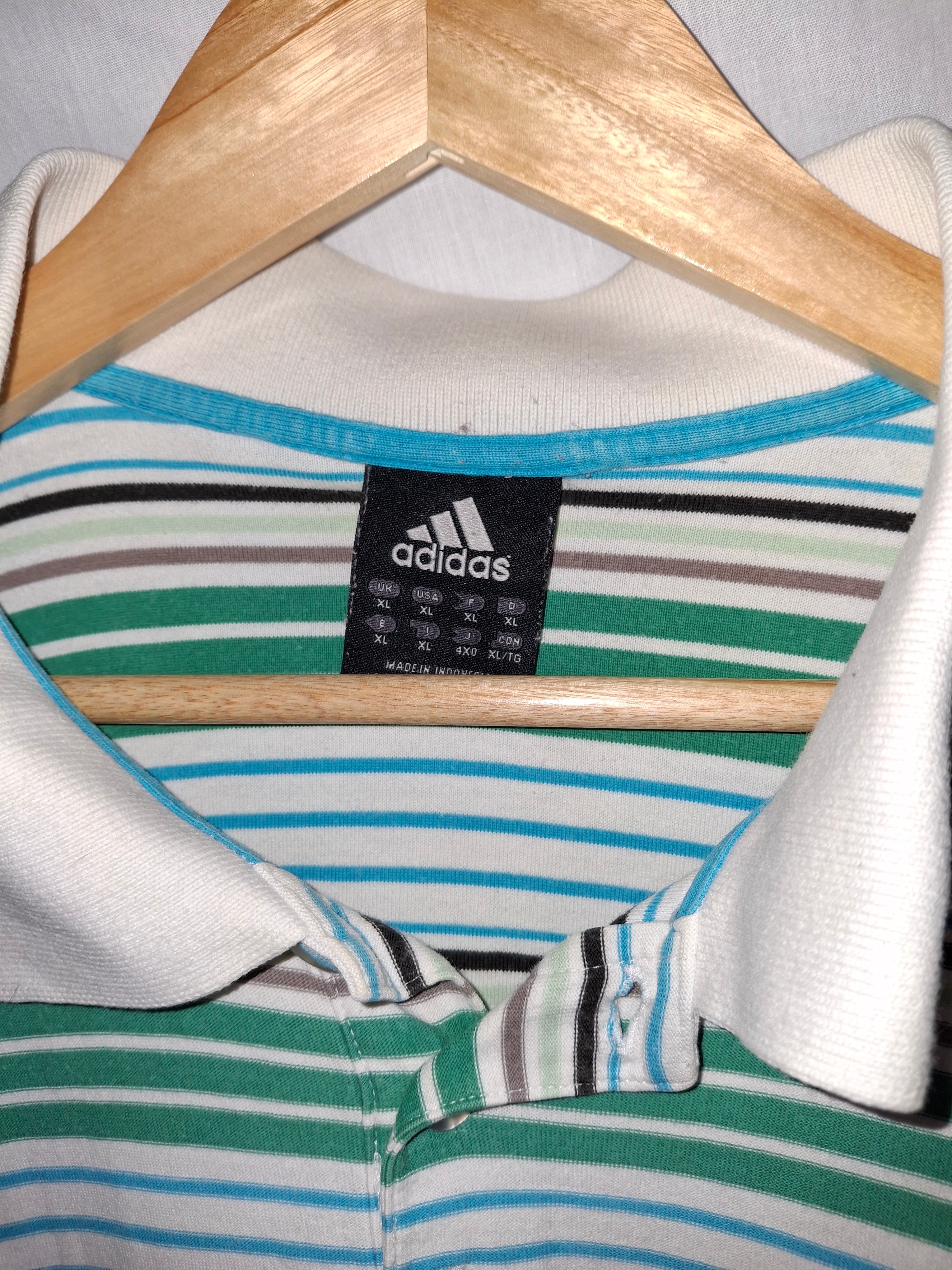 Polo à rayures Adidas  – dominance verte - Taille : XL (42)