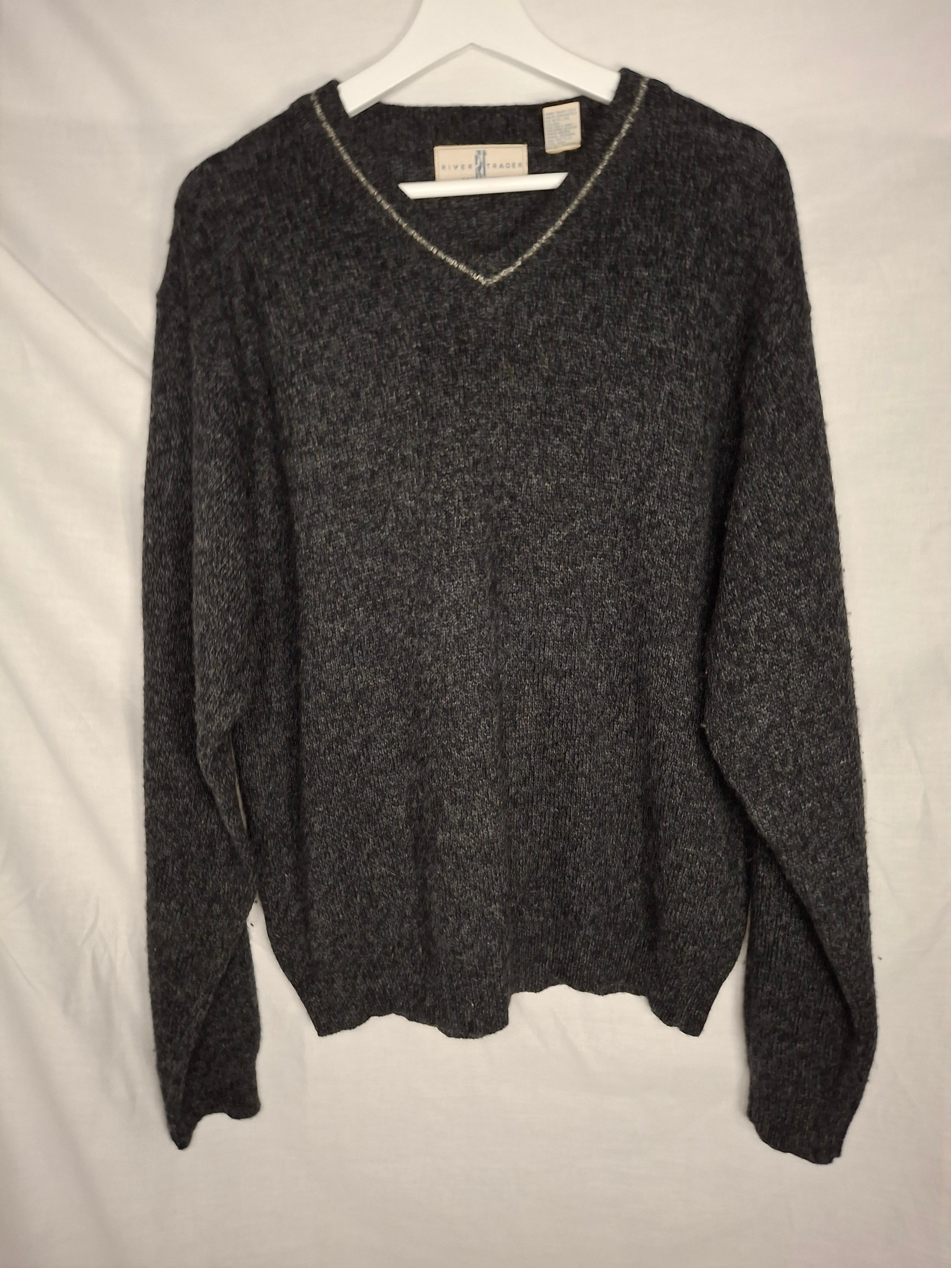 Pull Classique River Trader - Col V - 100% Laine -  Gris Chiné  - Taille  L (40)