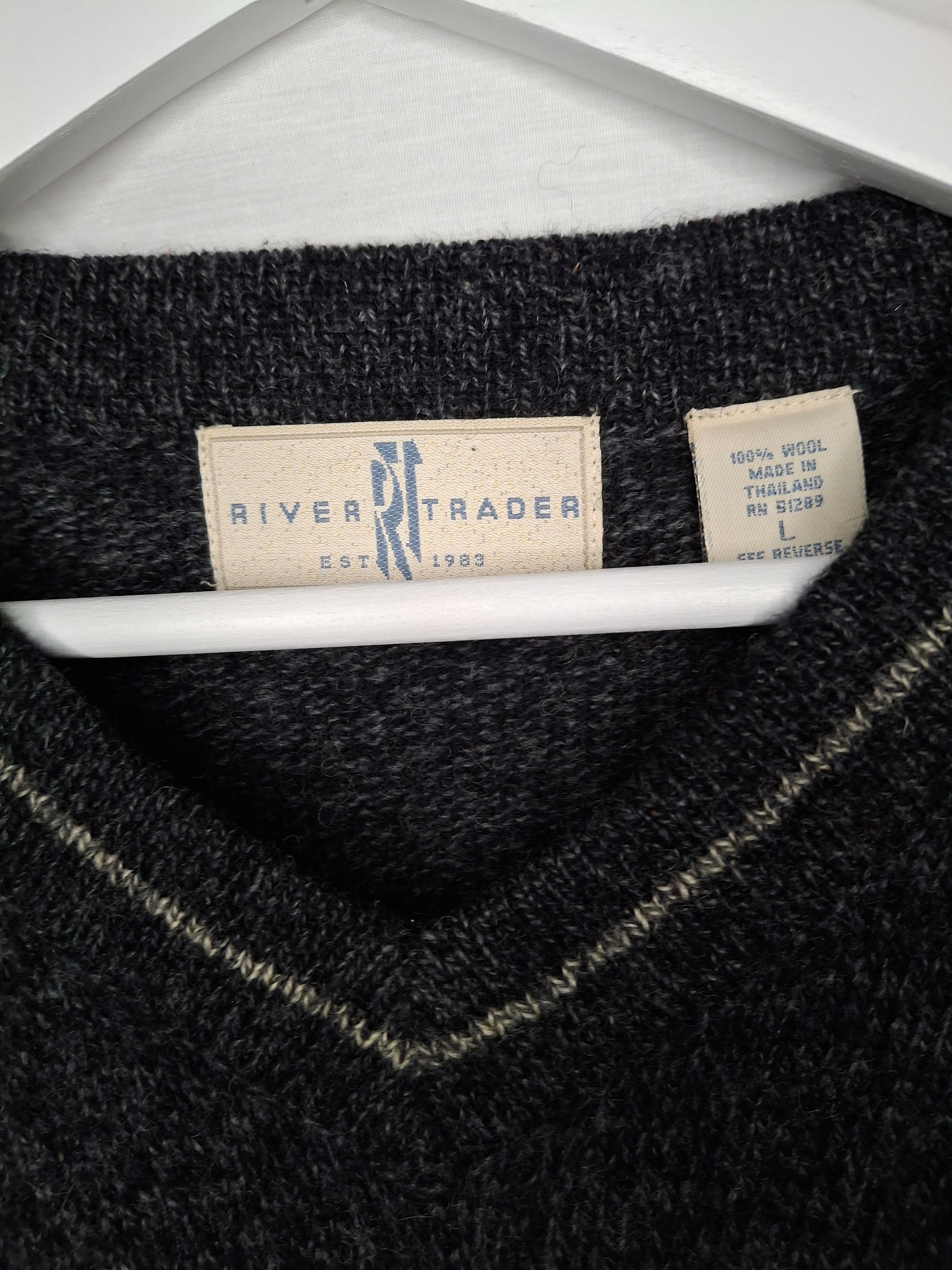 Pull Classique River Trader - Col V - 100% Laine -  Gris Chiné  - Taille  L (40)
