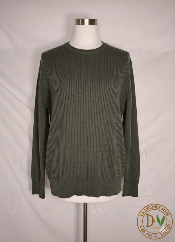 Pull Col Rond en Laine Kasrik  - Vert-de-Gris - Taille : XXL (44)