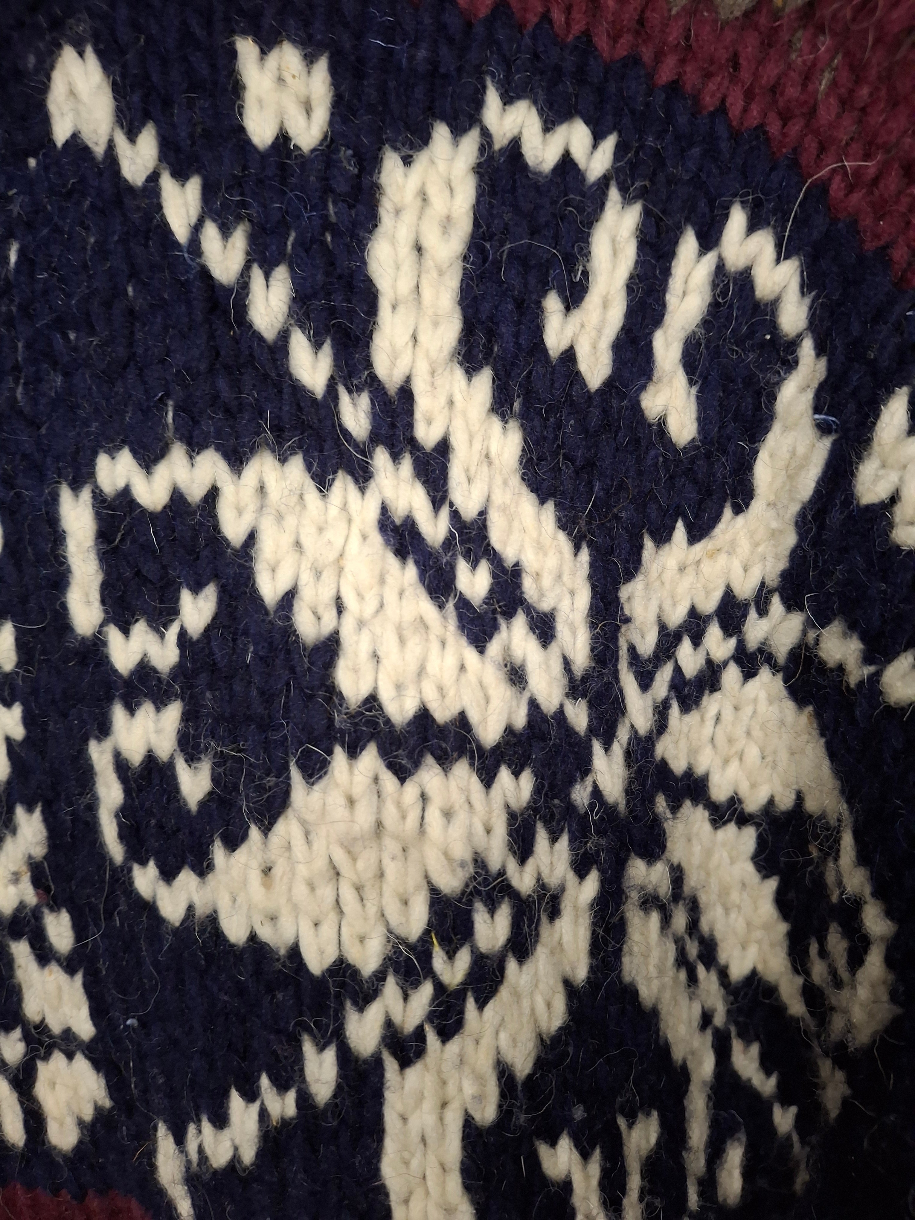 Pull VINTAGE LUXE - Sue Dille Designs - 100% Laine Fait Main  -  Motif Nordique Oversized - Taille : XXL (44) Pièce vintage unique